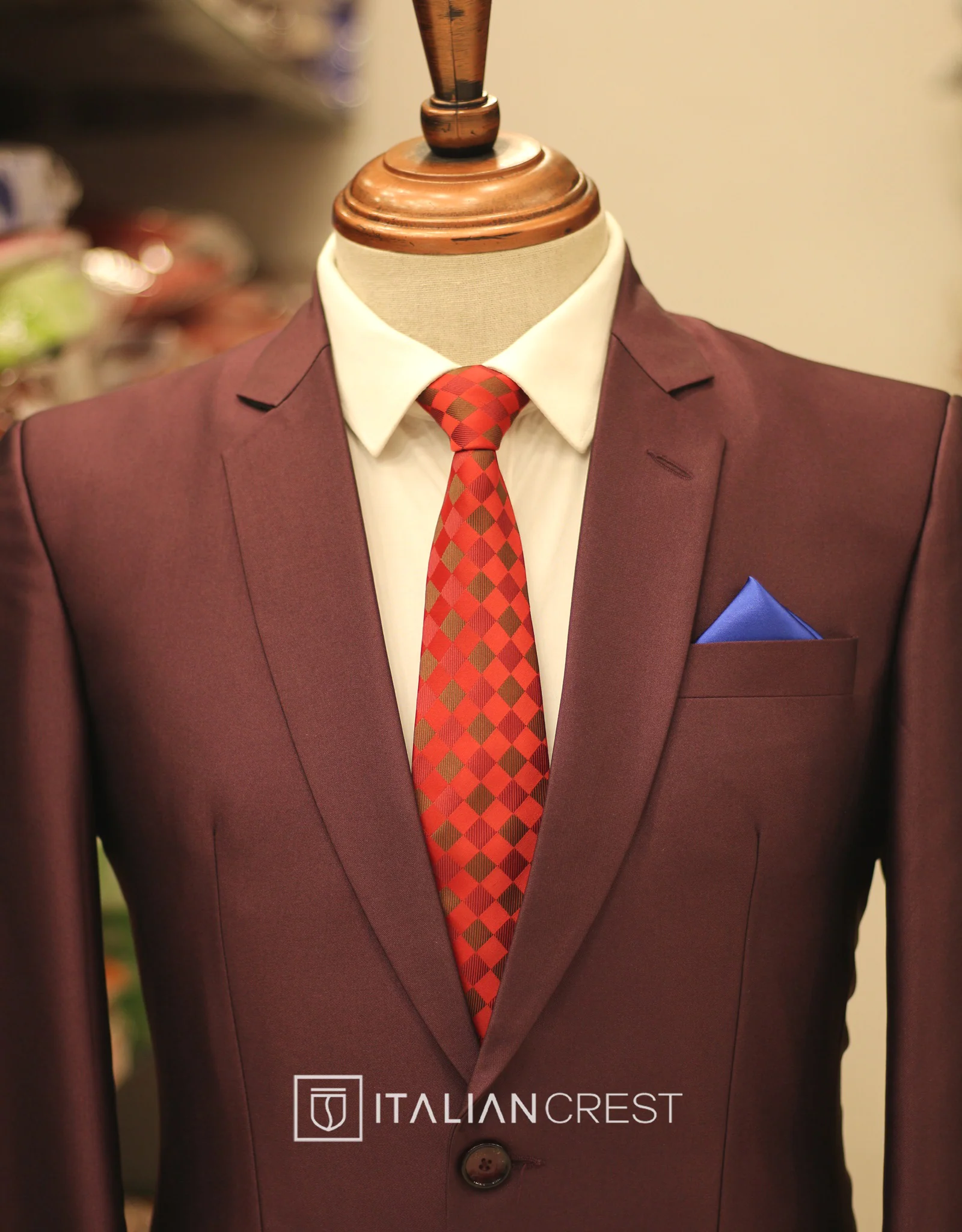 Wine Single Breasted Suit - Image 3
