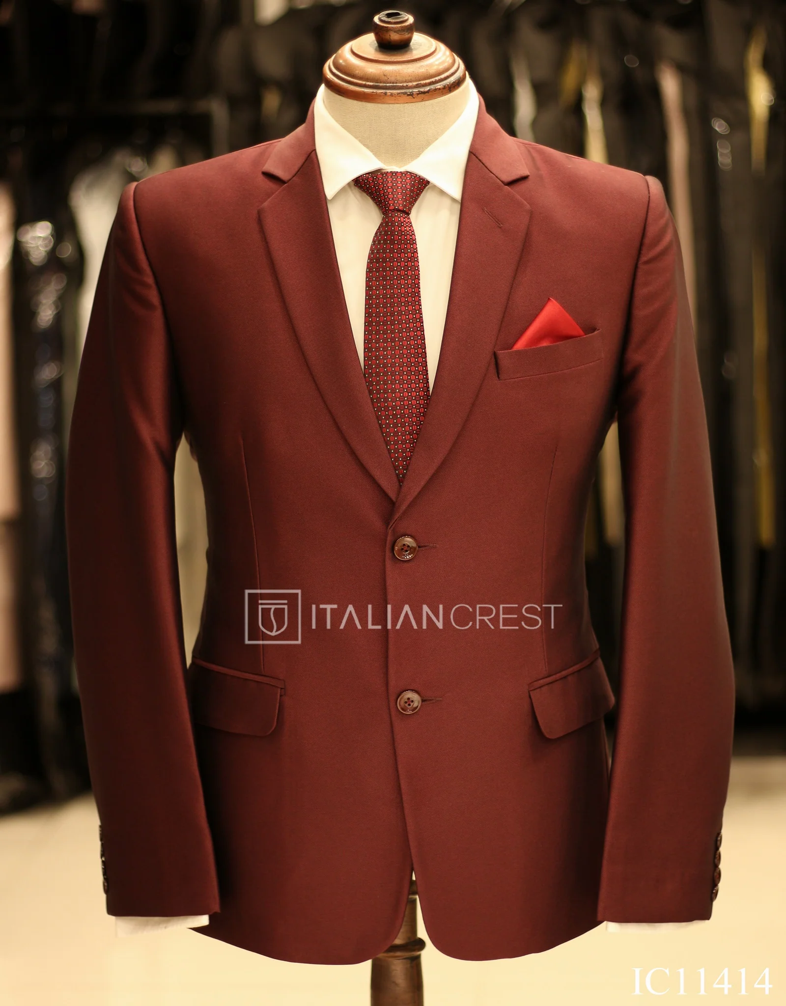 Maroon Single Breasted Suit - Image 2