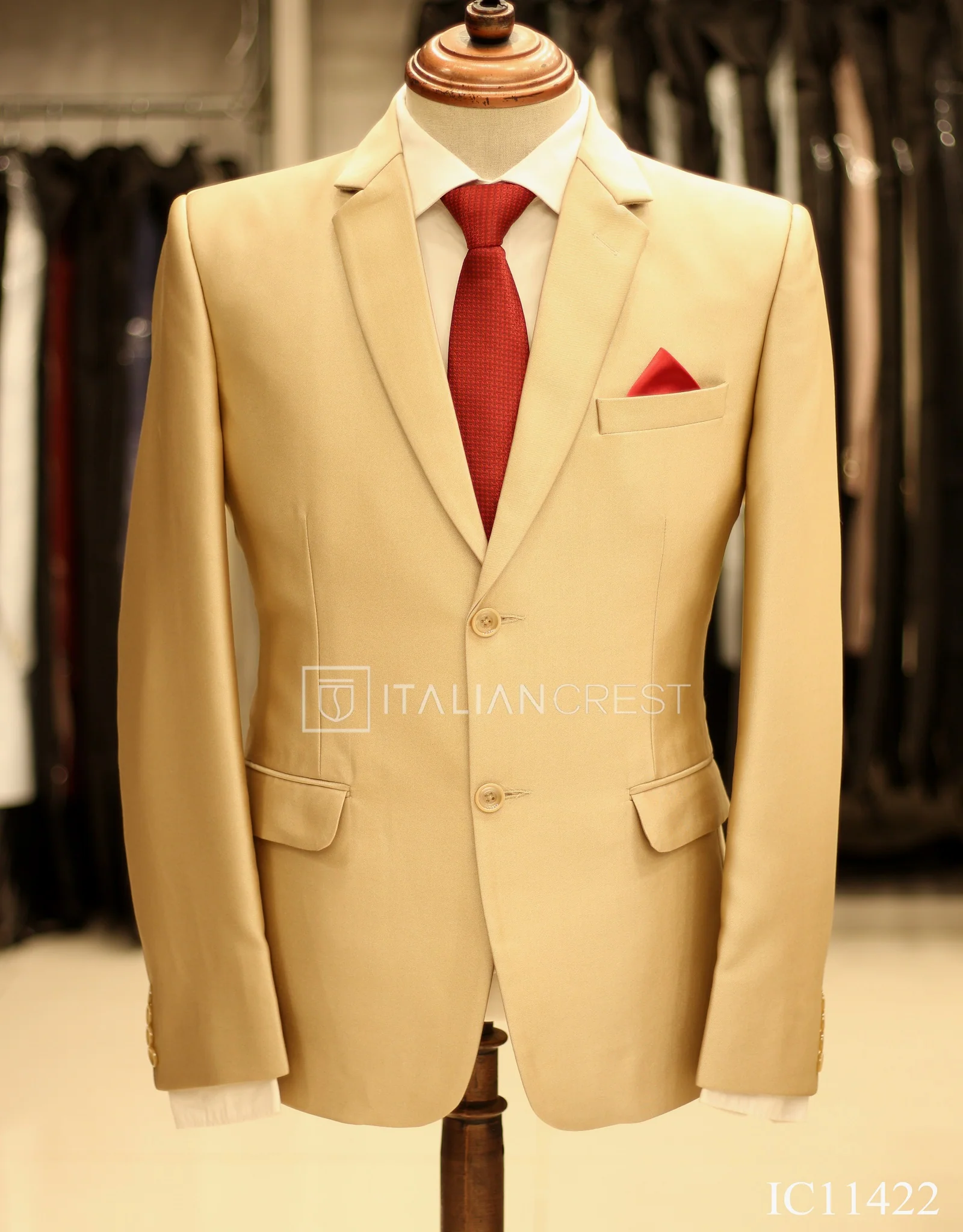 Dark Beige Single Breasted Suit - Image 2