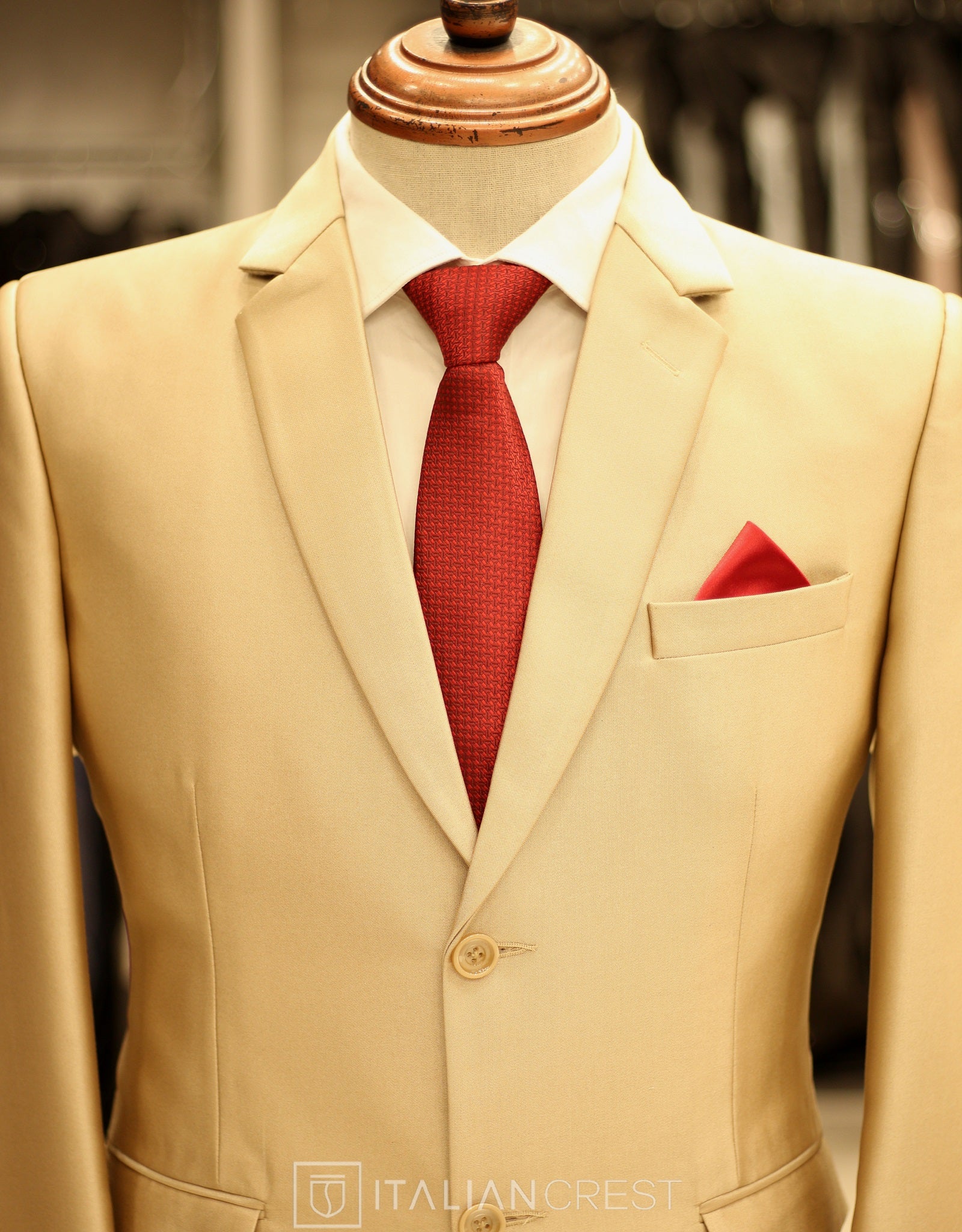 Dark Beige Single Breasted Suit - Image 3