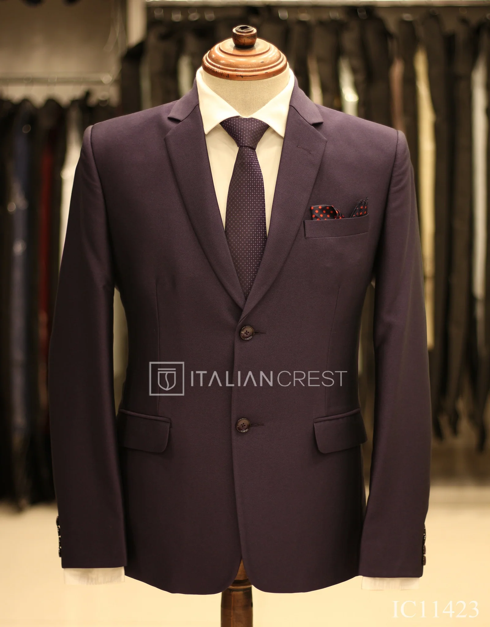 Dark Purple Single Breasted Suit - Image 2