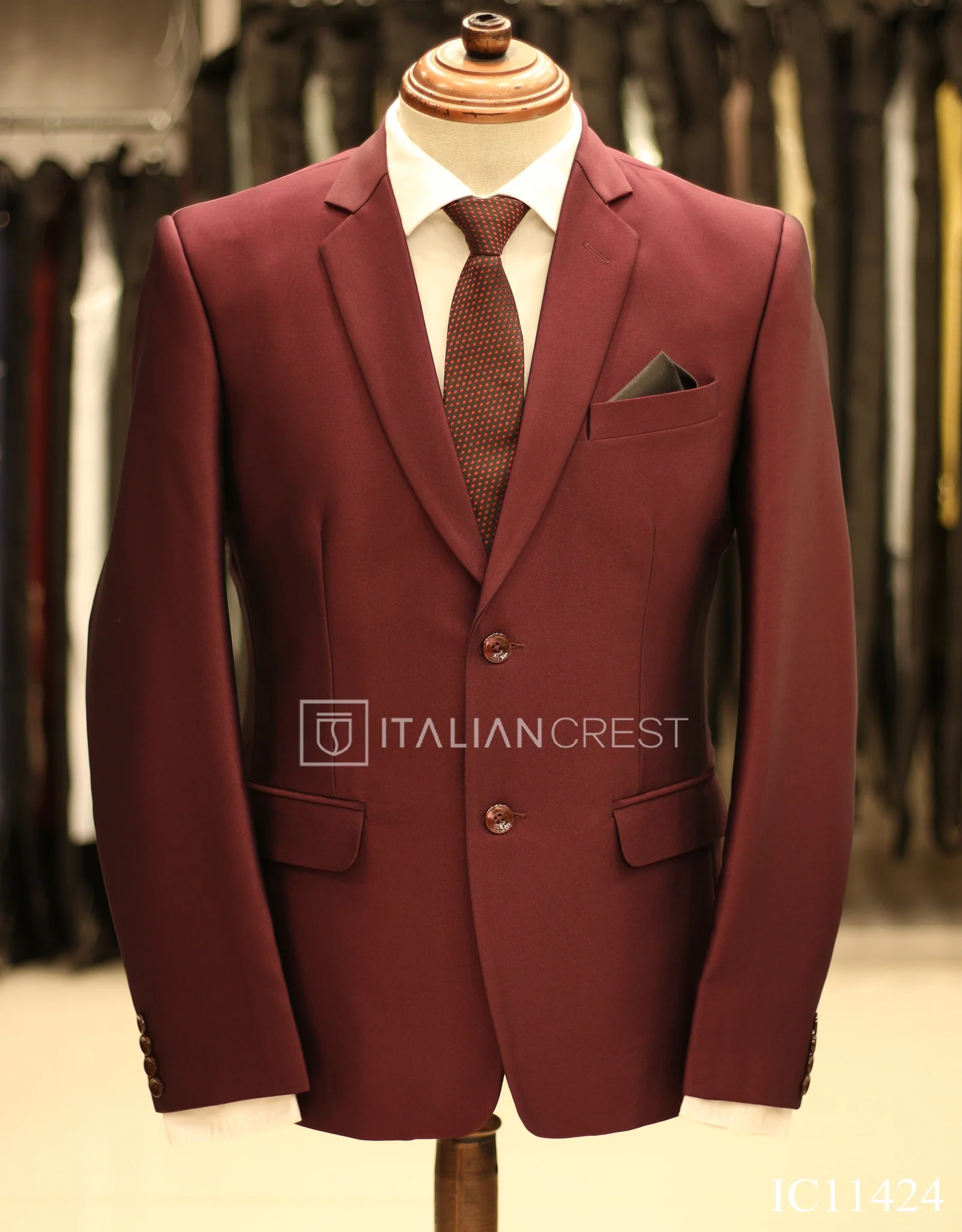 Wine Single Breasted Suit - Image 2