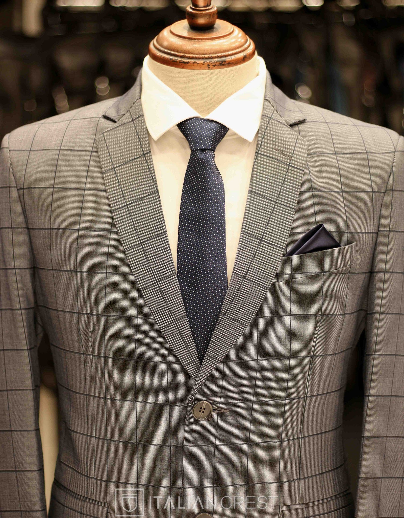 Grey Checked Single Breasted Suit - Image 3