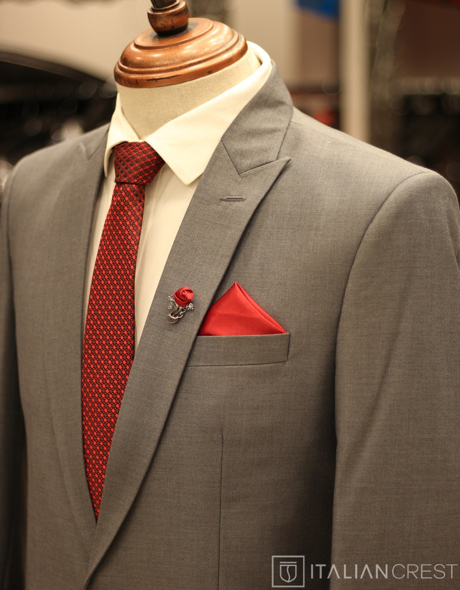 Blue Wool Feel Peak Lapel Suit