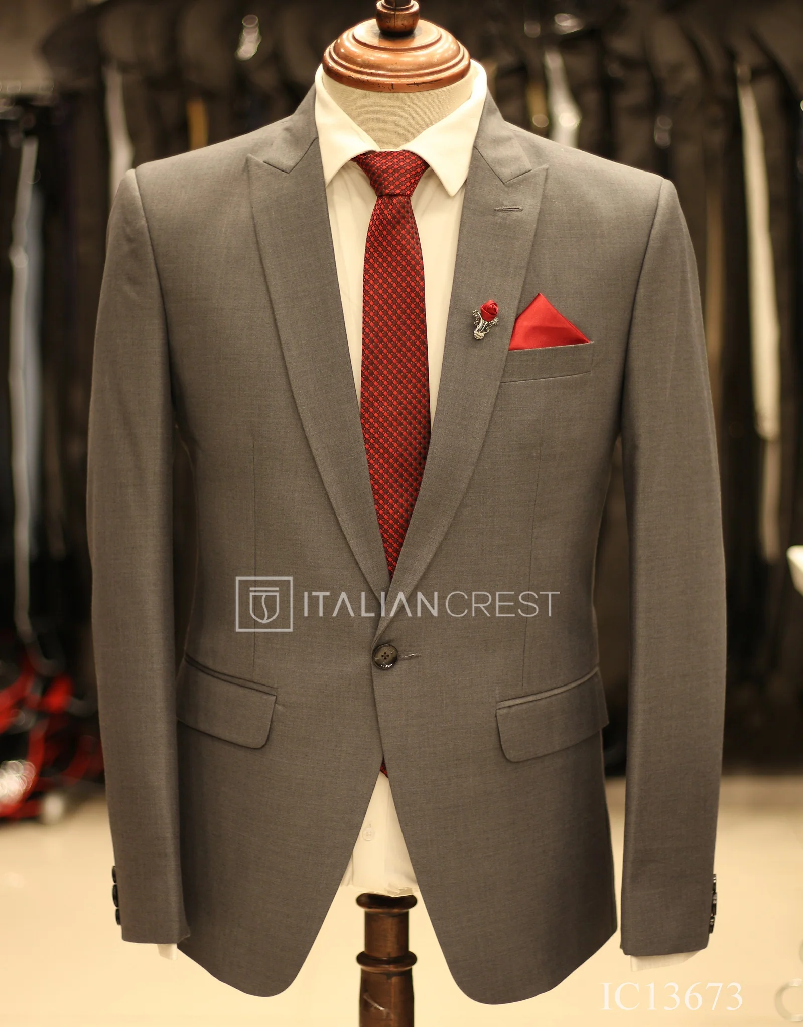 Blue Wool Feel Peak Lapel Suit - Image 2