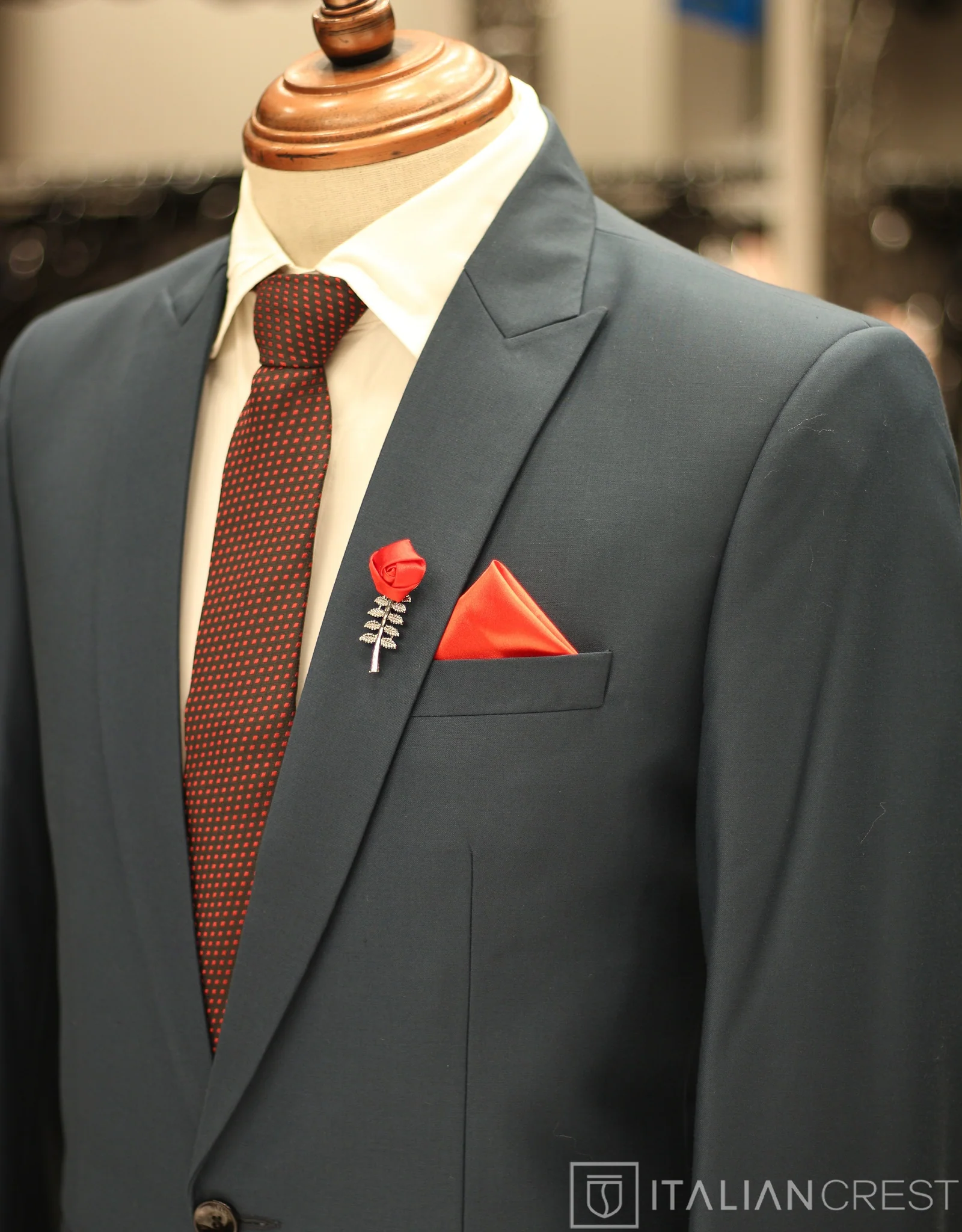 Blue Wool Feel Peak Lapel Suit