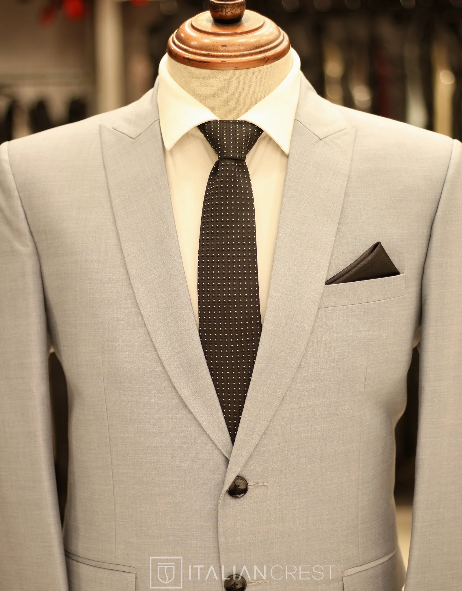 Light Blue Wool Feel Peak Lapel Suit - Image 3