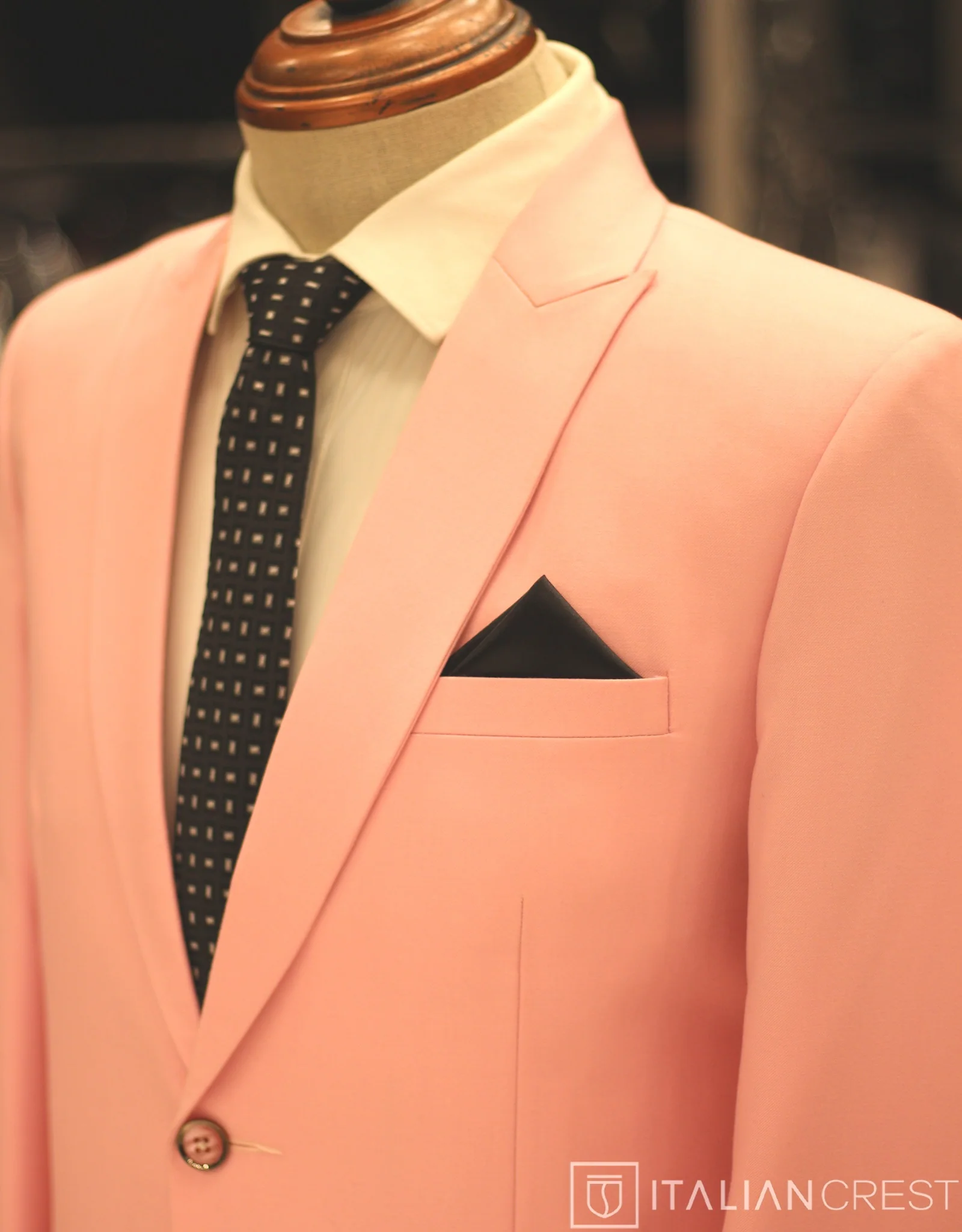 Pink Wool Feel Peak Lapel Suit