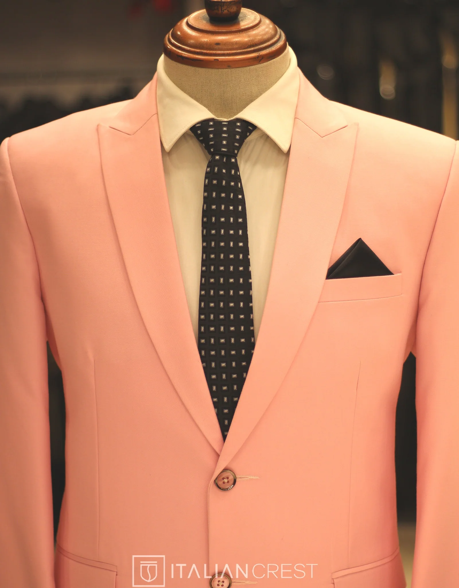Pink Wool Feel Peak Lapel Suit - Image 3