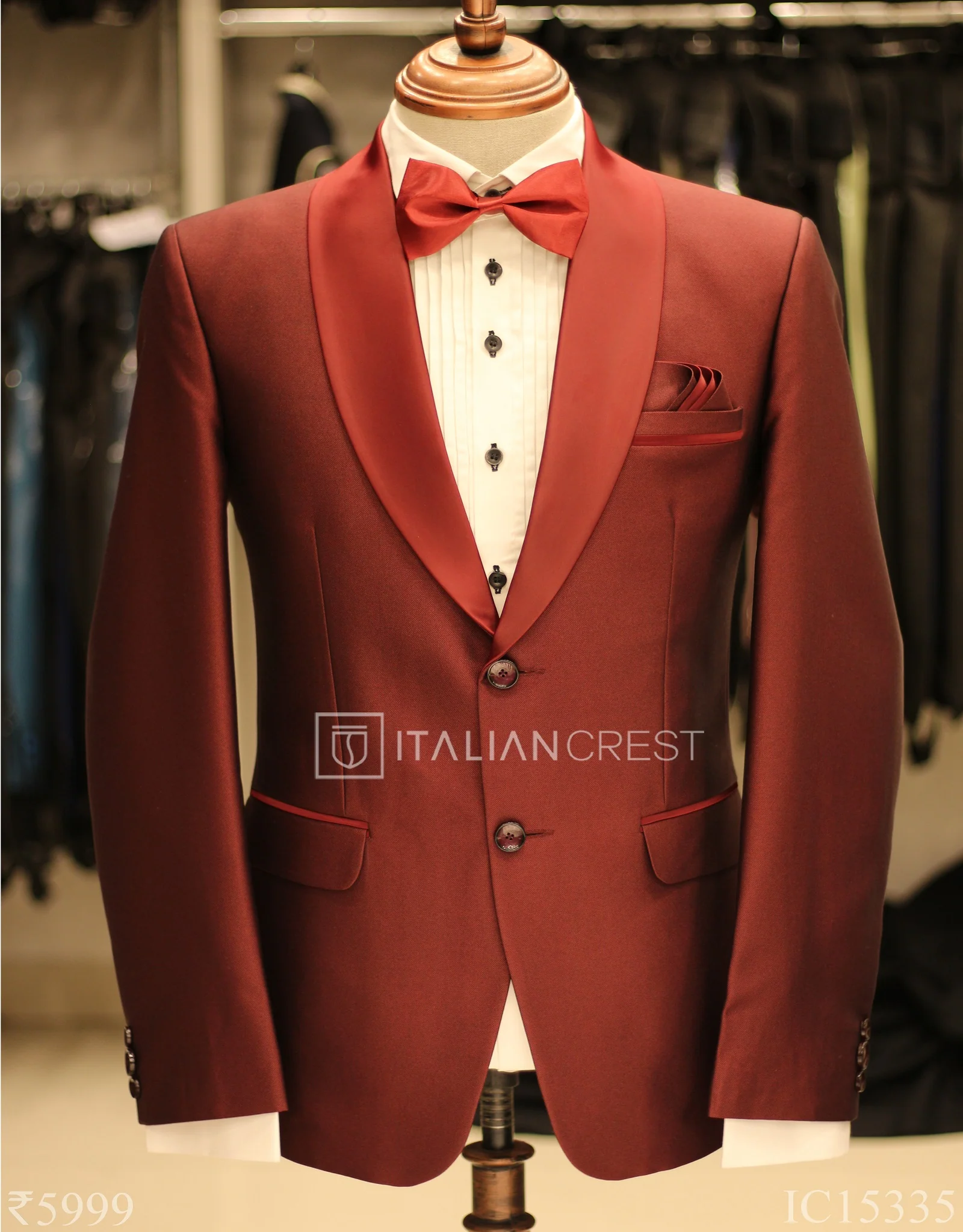 Maroon 2-Piece Tuxedo Suit - Image 2