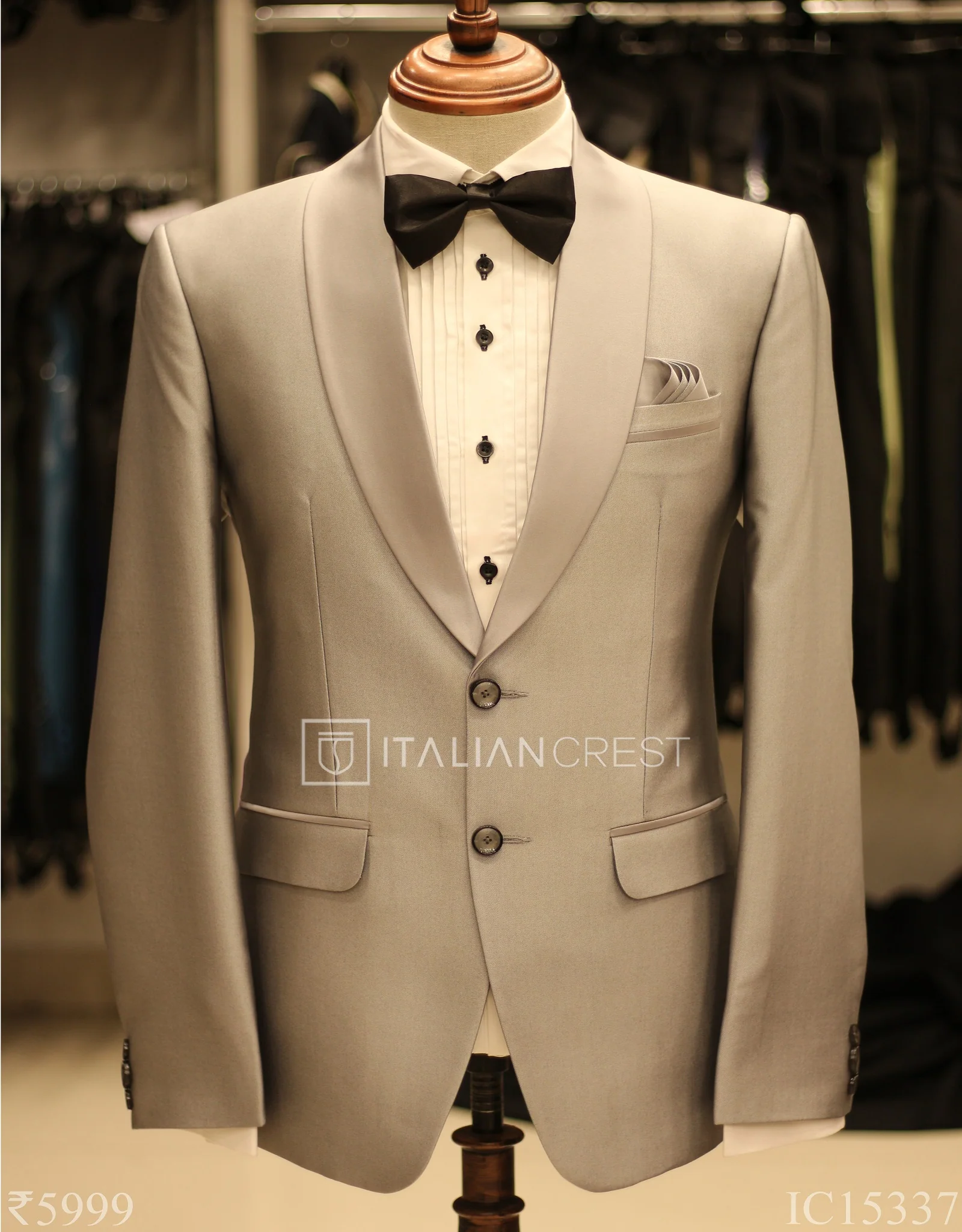 Silver 2-Piece Tuxedo Suit - Image 2