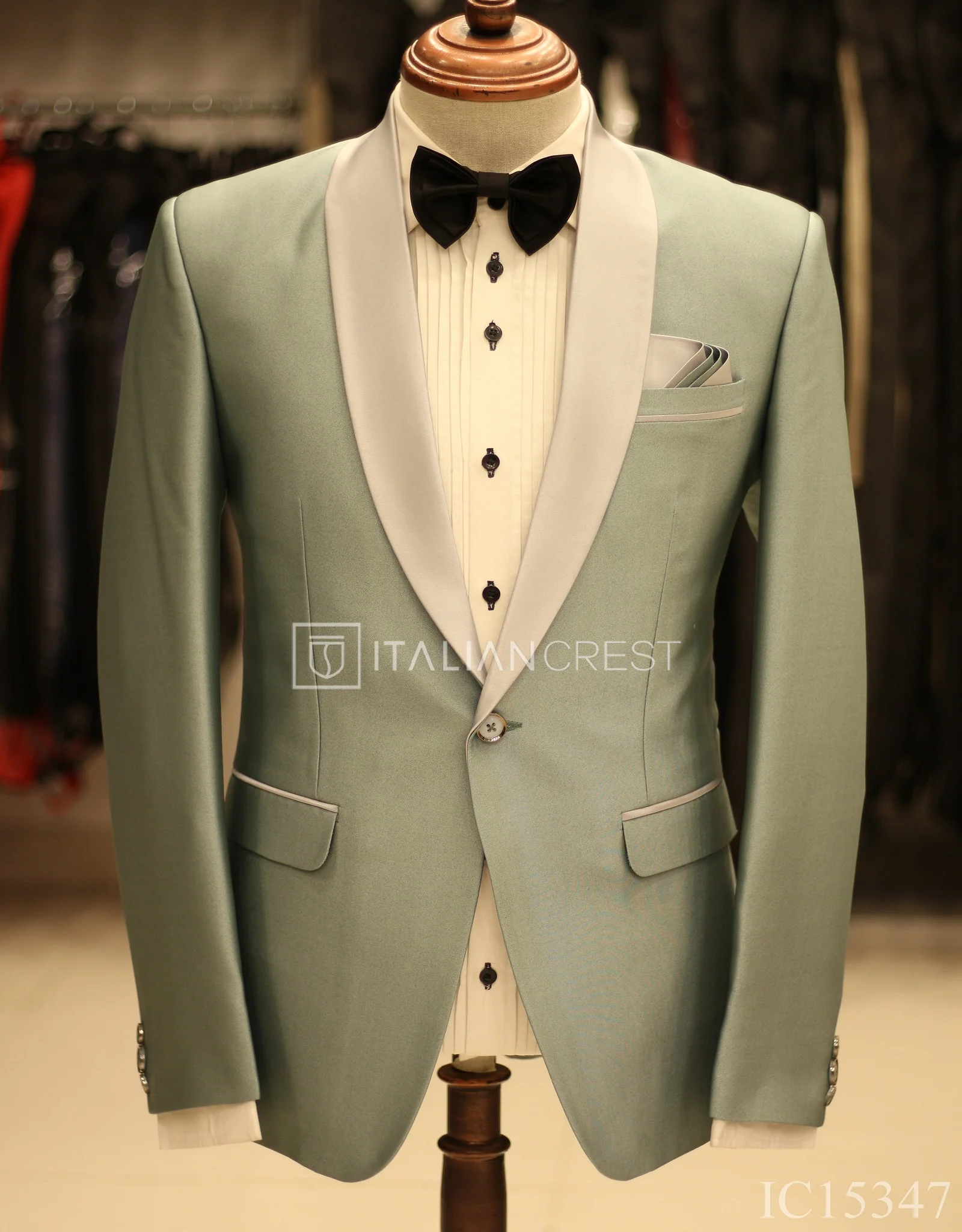 Light Green 2-Piece Tuxedo Suit - Image 2