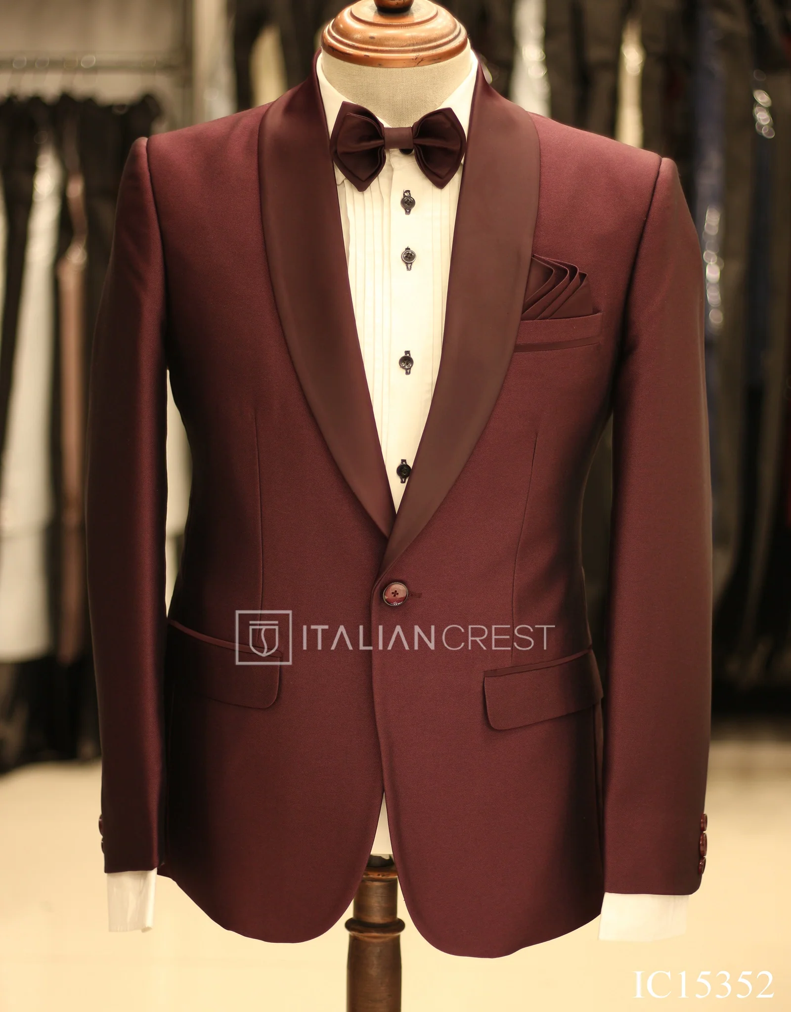 Wine 2-Piece Tuxedo Suit - Image 2
