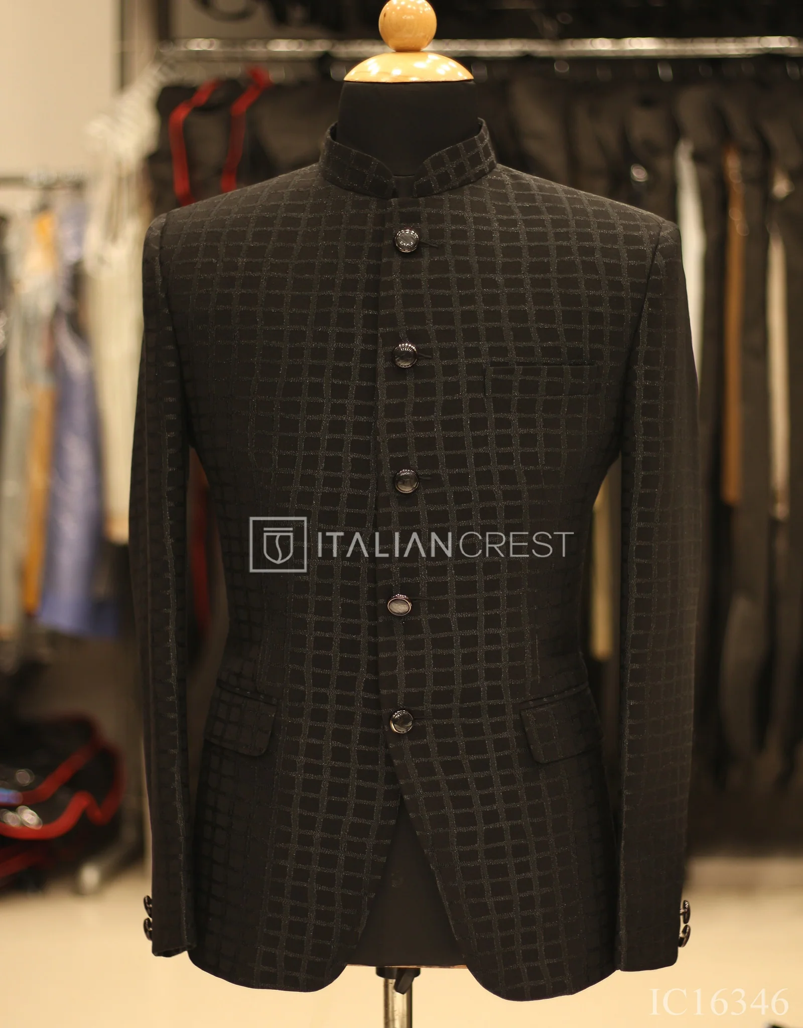 Black Jacquard Jodhpuri Suit - Image 3