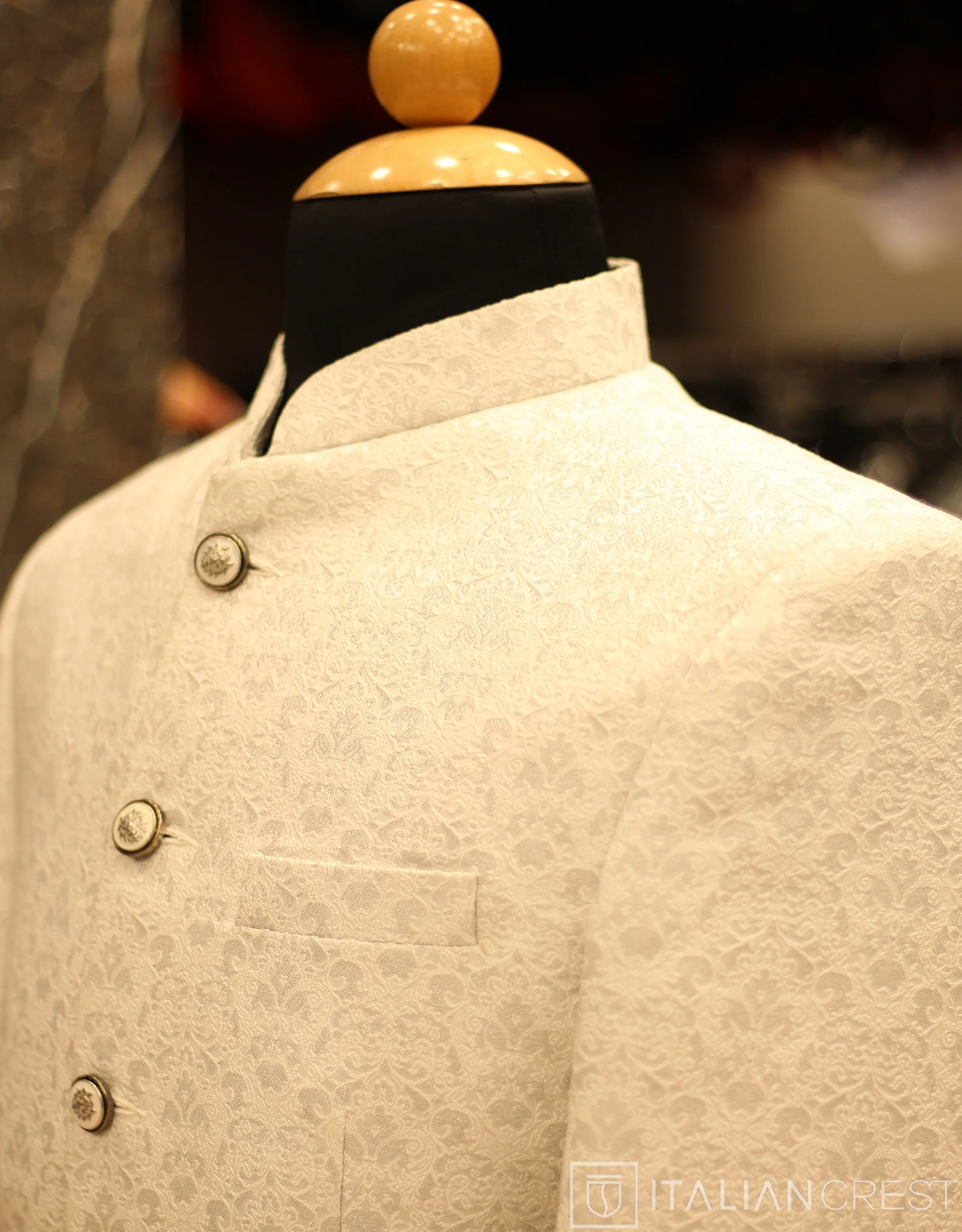 Cream Jacquard Jodhpuri Suit