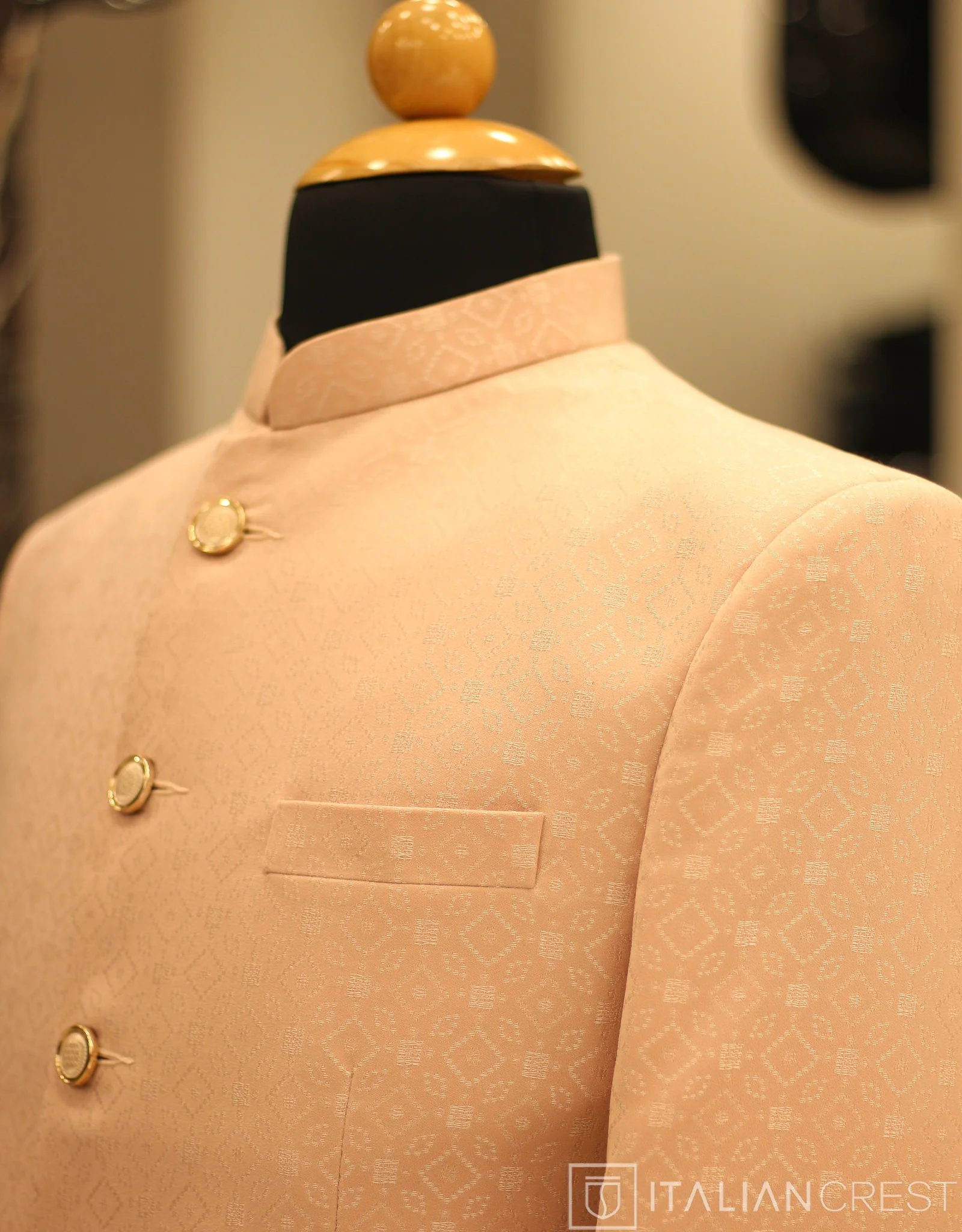 Pink Jacquard Jodhpuri Suit