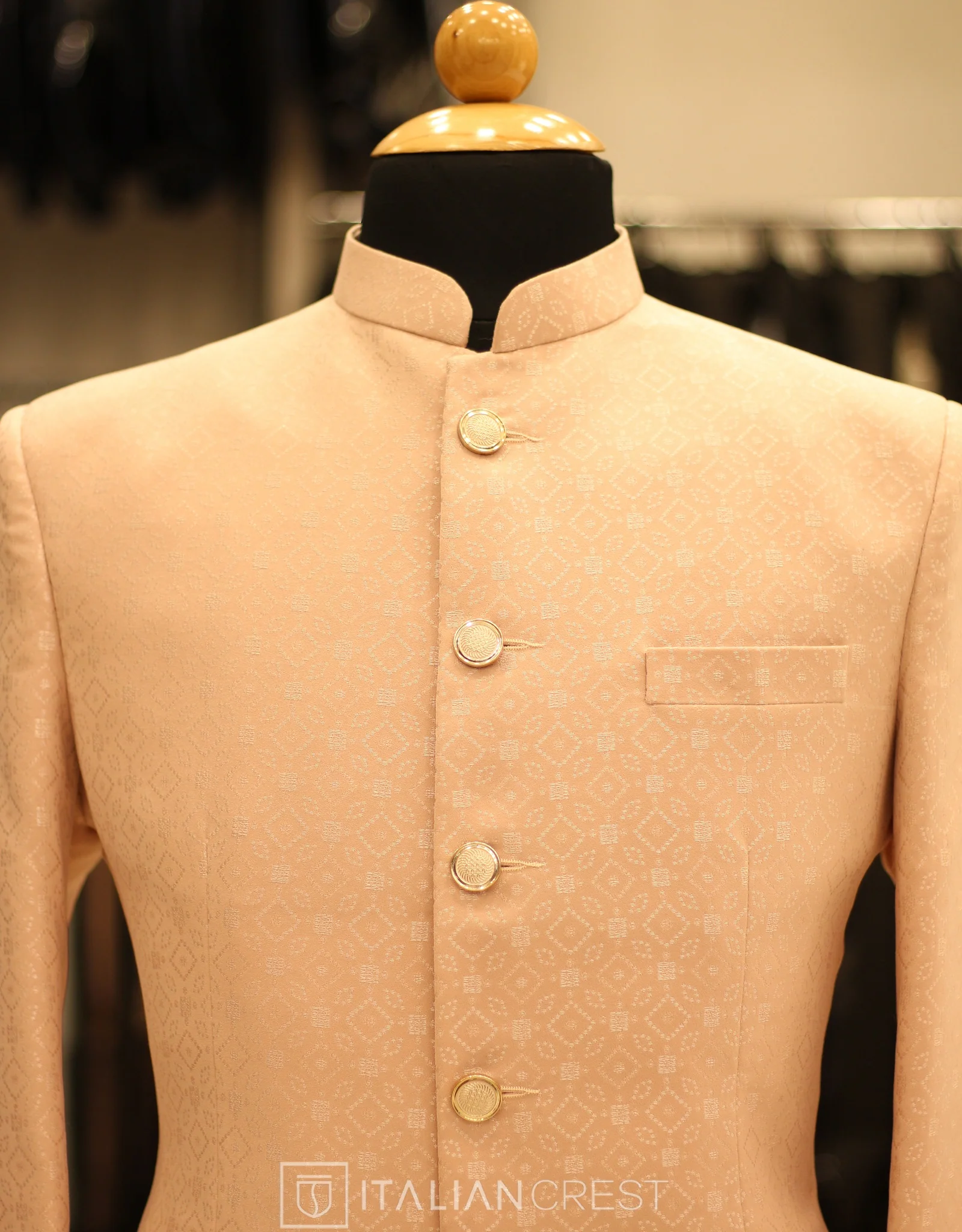 Pink Jacquard Jodhpuri Suit - Image 2
