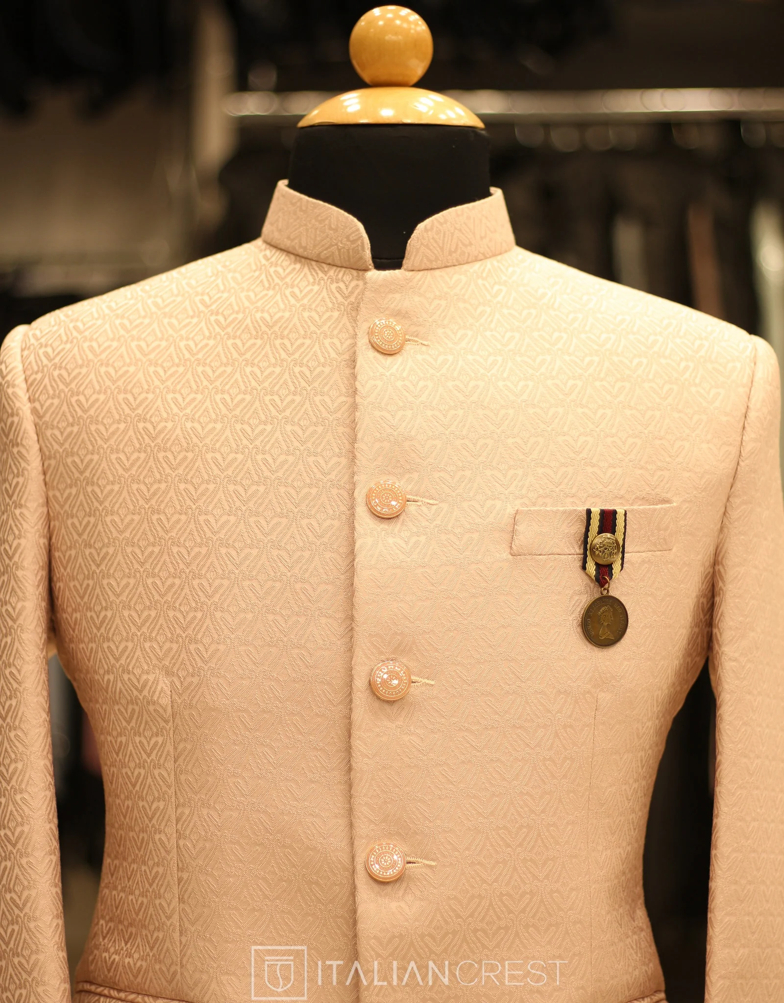 Pink Jacquard Jodhpuri Suit - Image 5