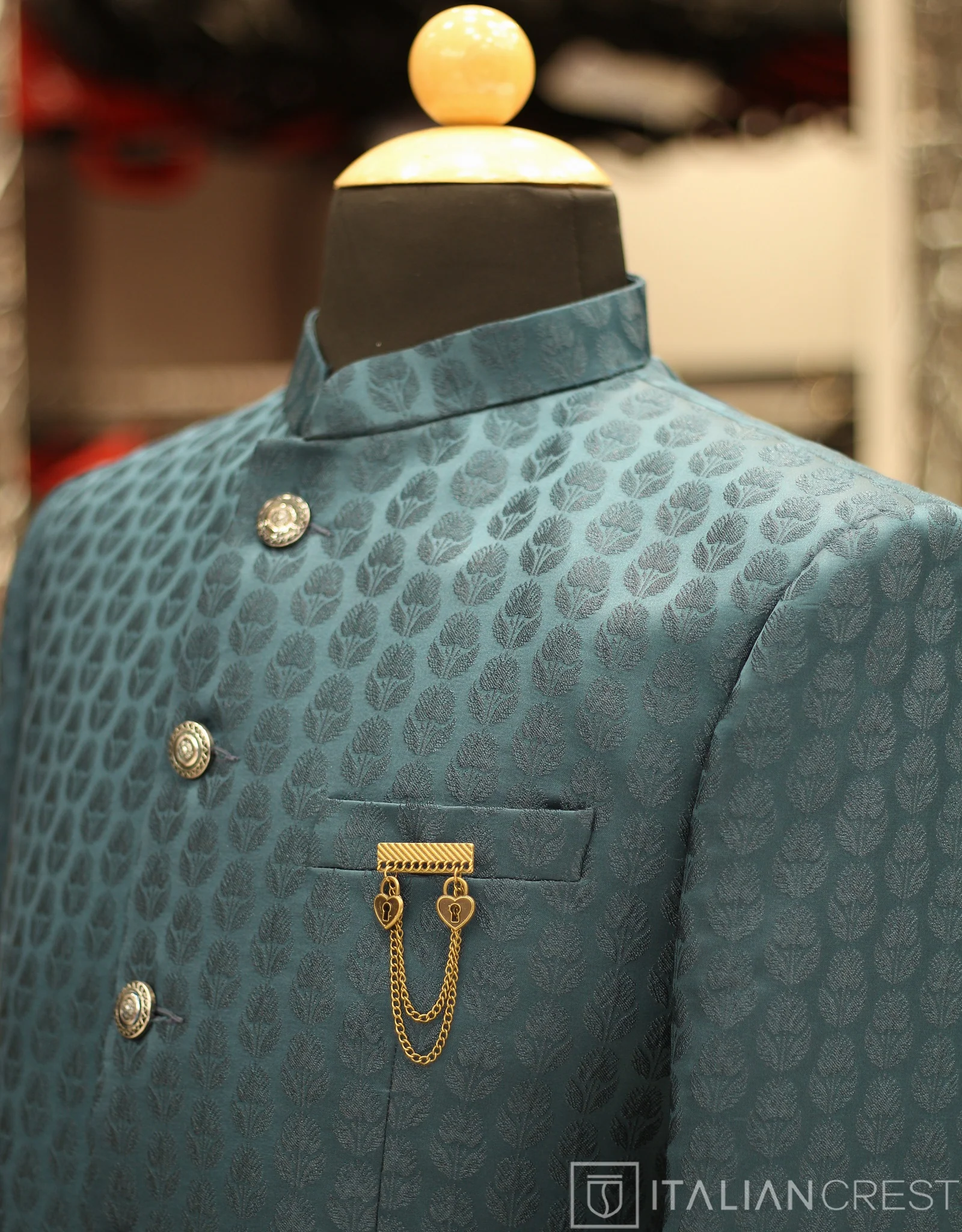Blue Jacquard Jodhpuri Suit