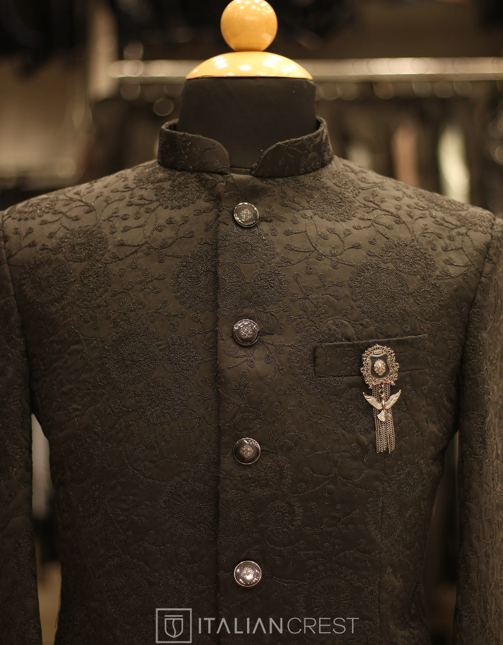 Black Embroidery Work Jodhpuri Suit - Image 3
