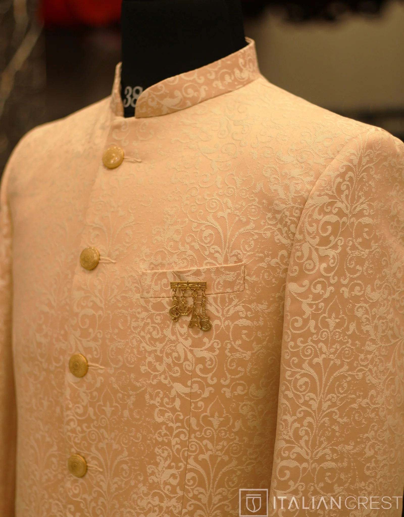Pink Jacquard Jodhpuri Suit