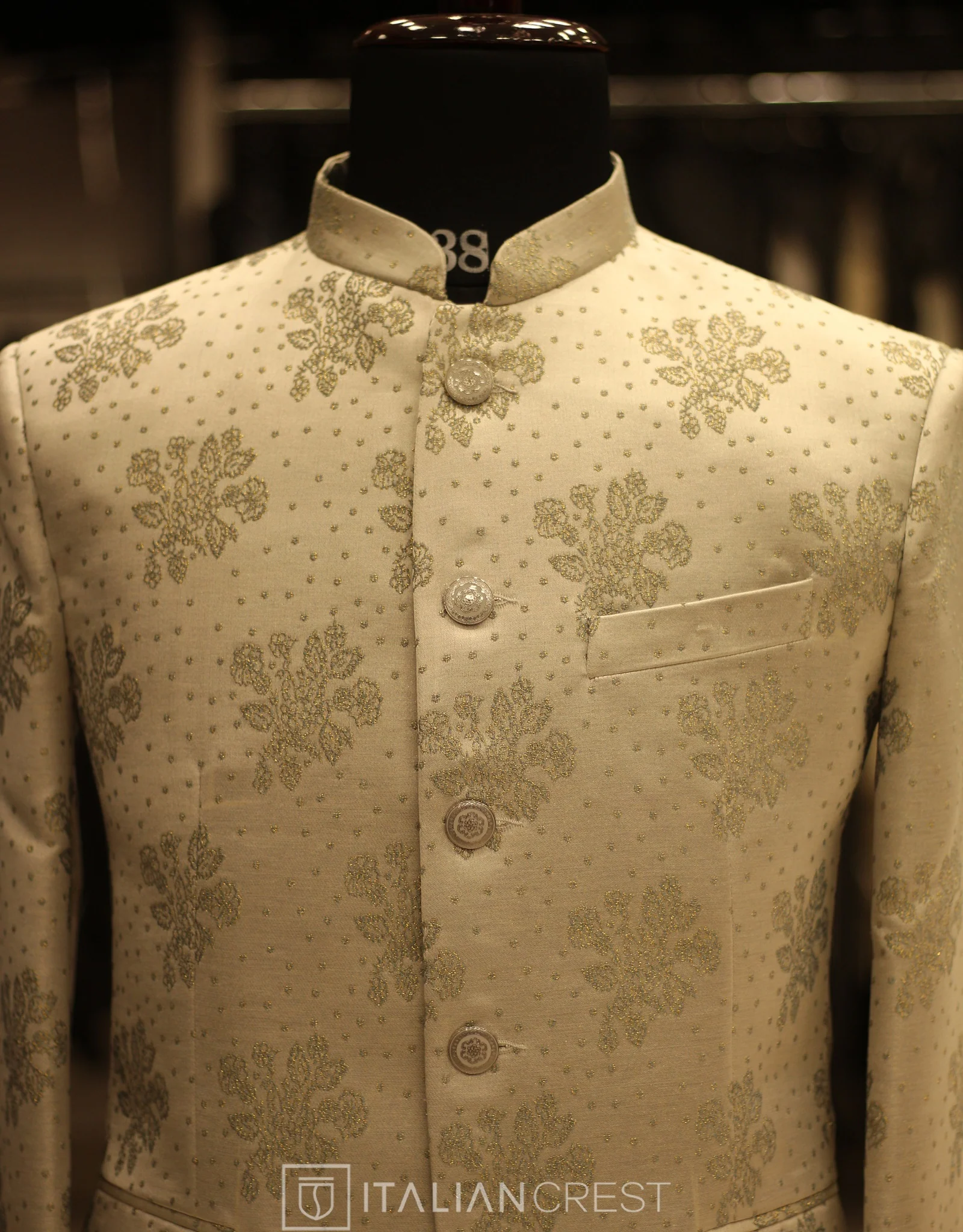 Light Green Jacquard Jodhpuri Suit - Image 3