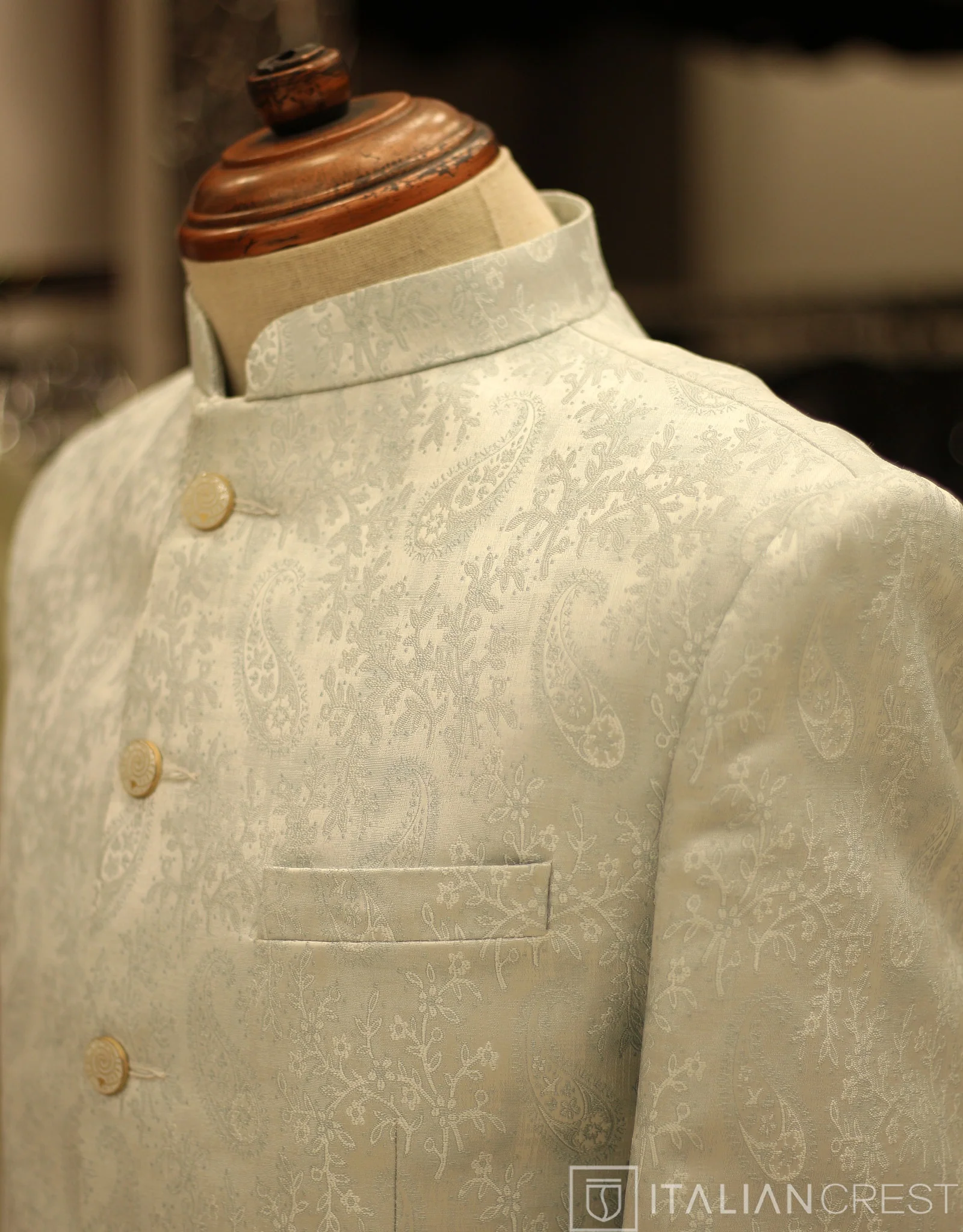 Light Blue Jacquard Jodhpuri Suit