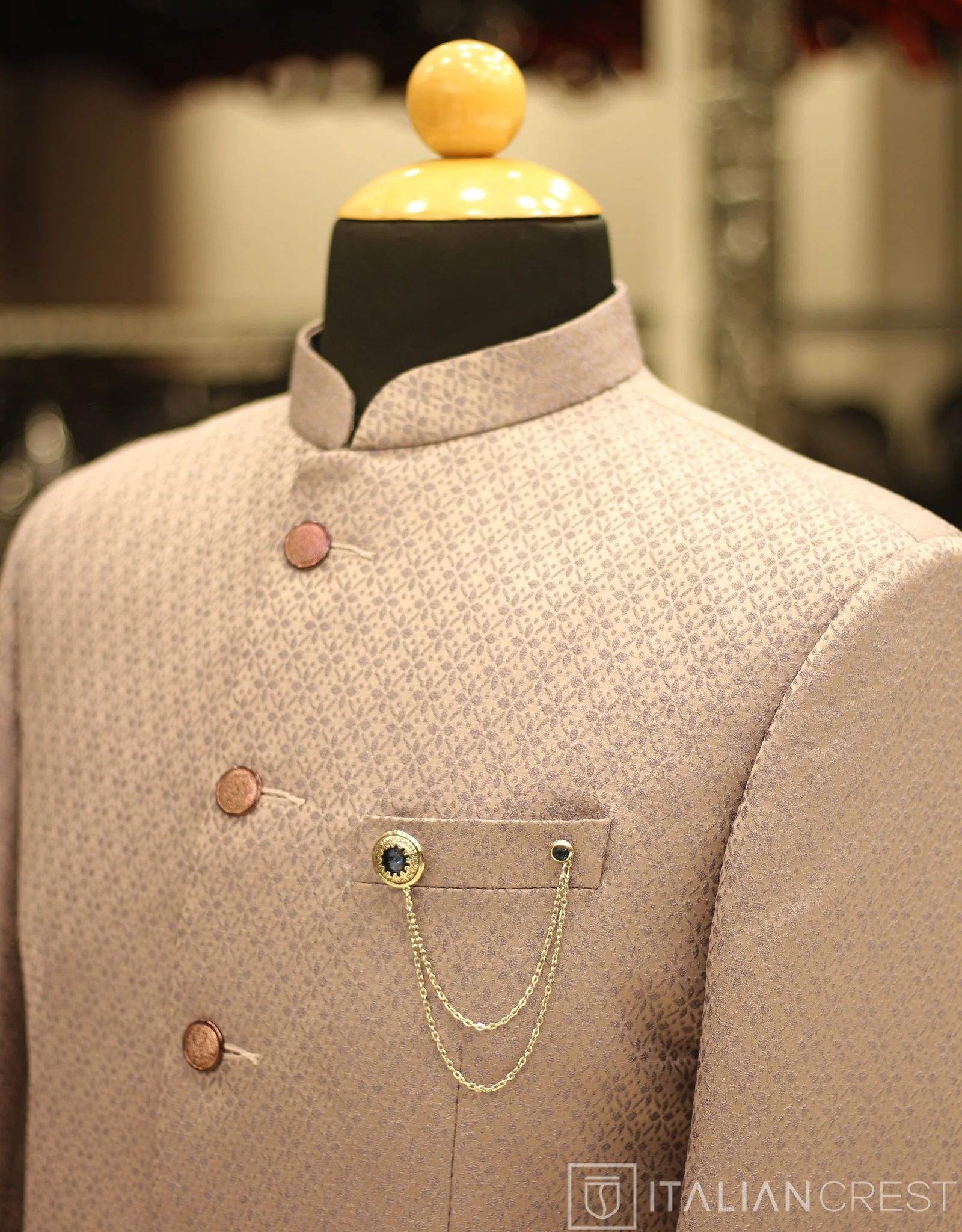 Purple Jacquard Jodhpuri Suit