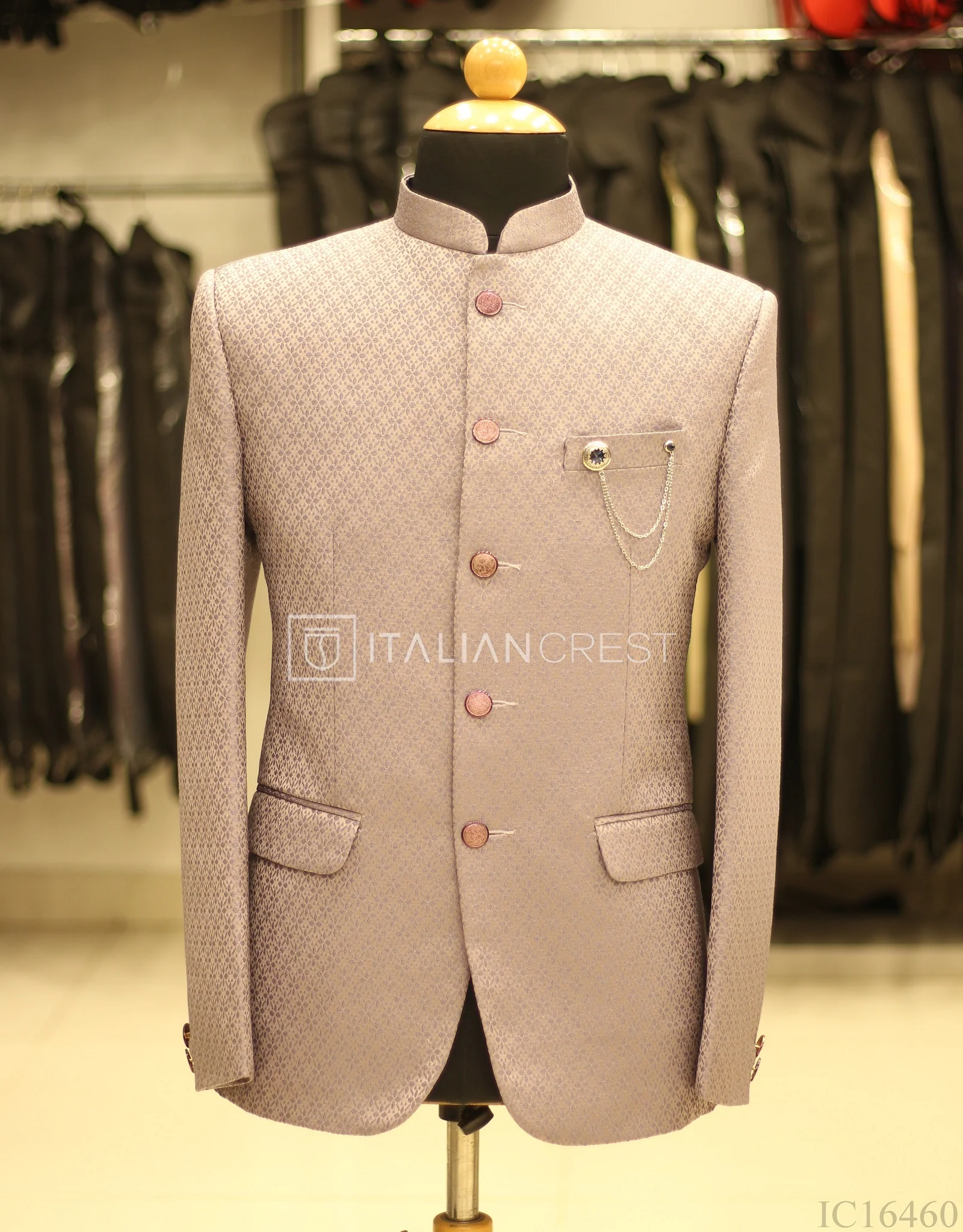 Purple Jacquard Jodhpuri Suit - Image 2