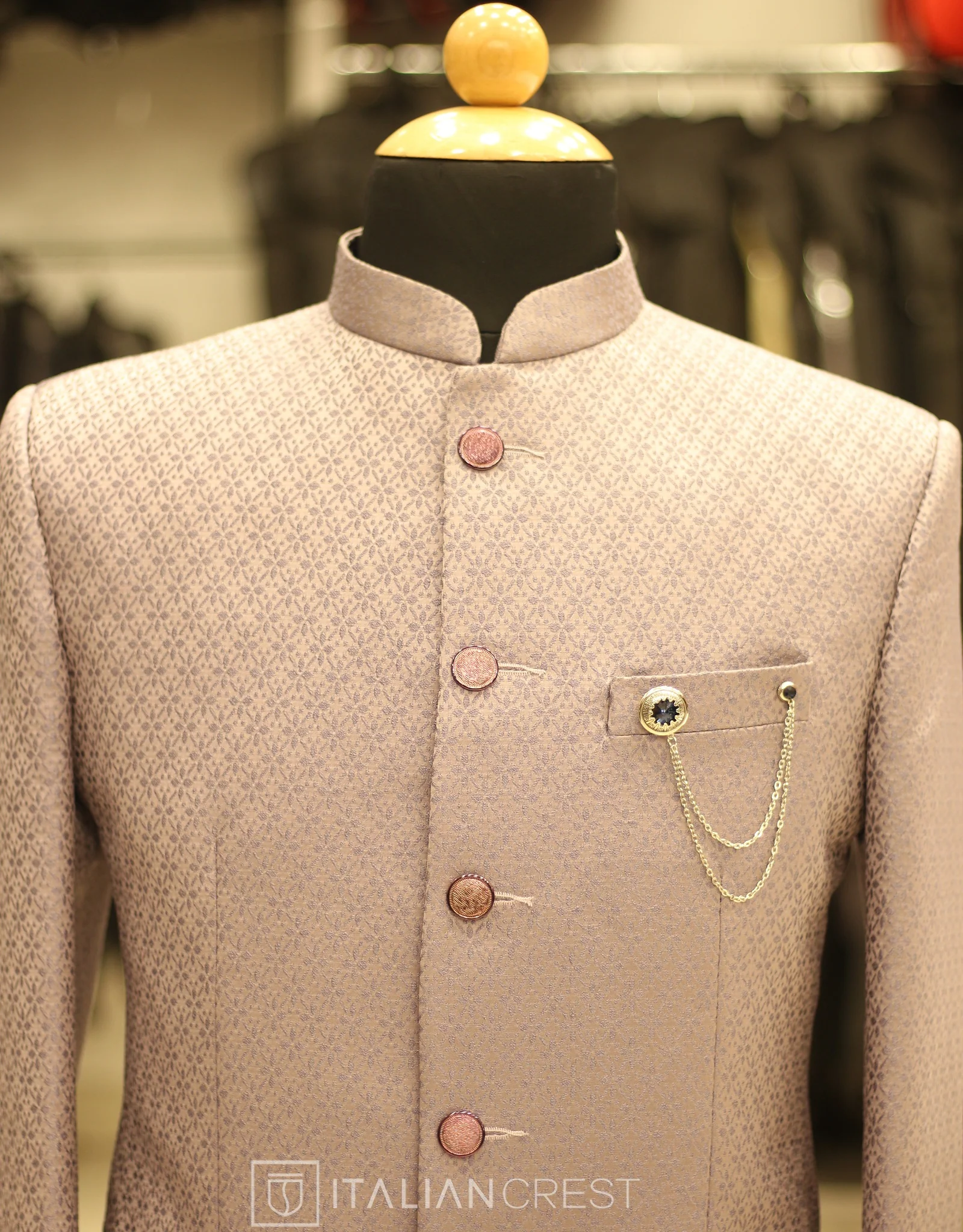 Purple Jacquard Jodhpuri Suit - Image 3