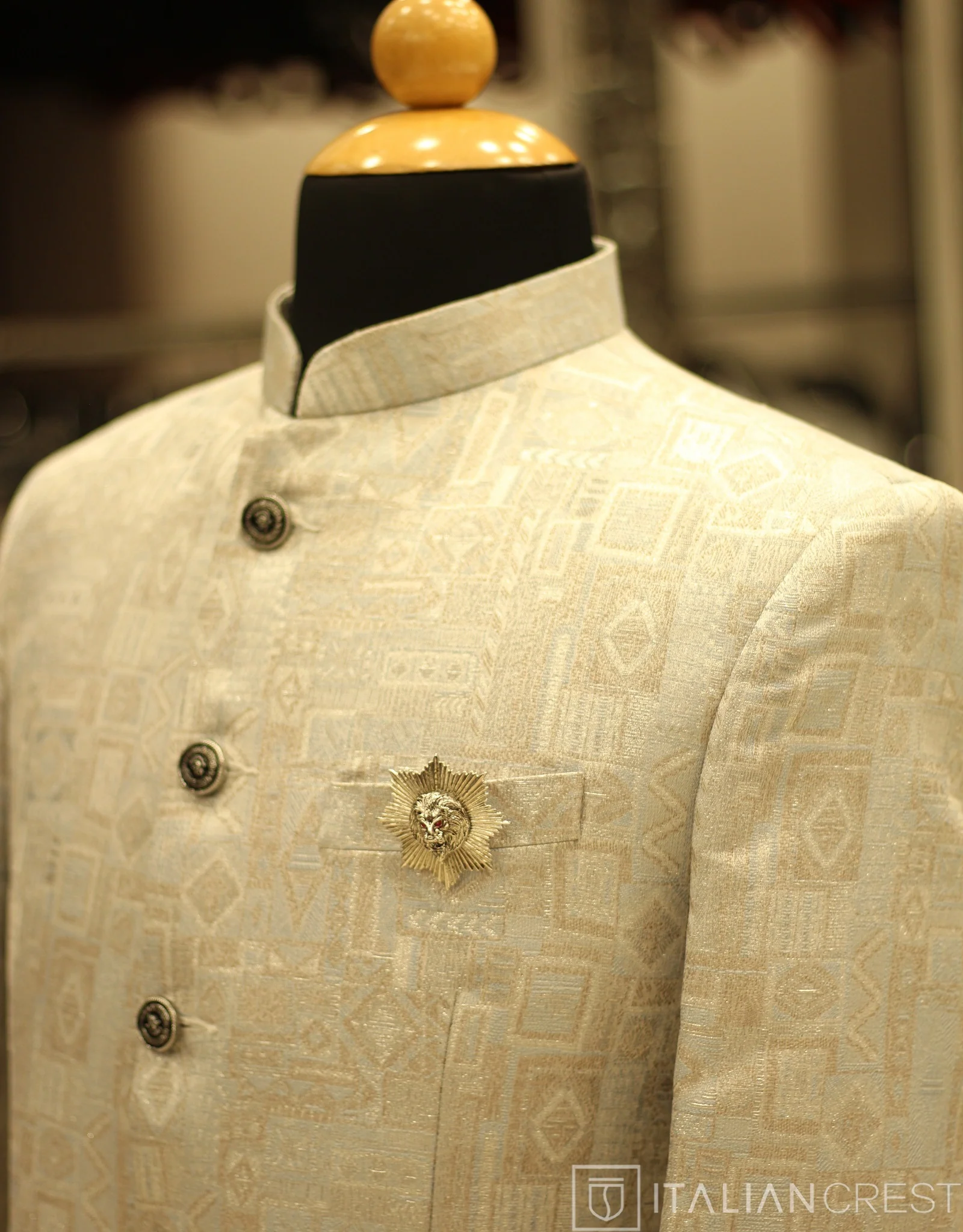 Silver Jacquard Jodhpuri Suit