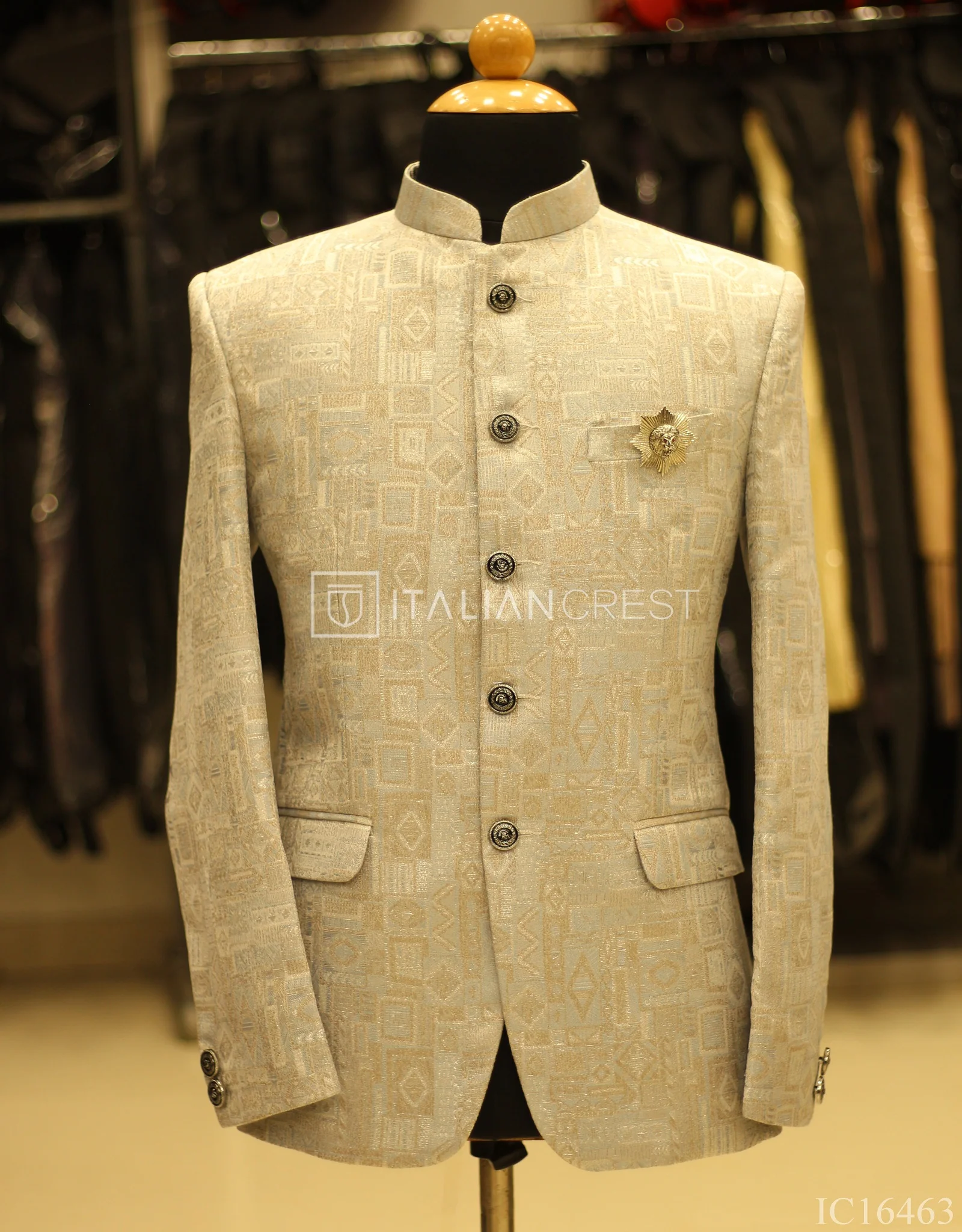 Silver Jacquard Jodhpuri Suit - Image 2