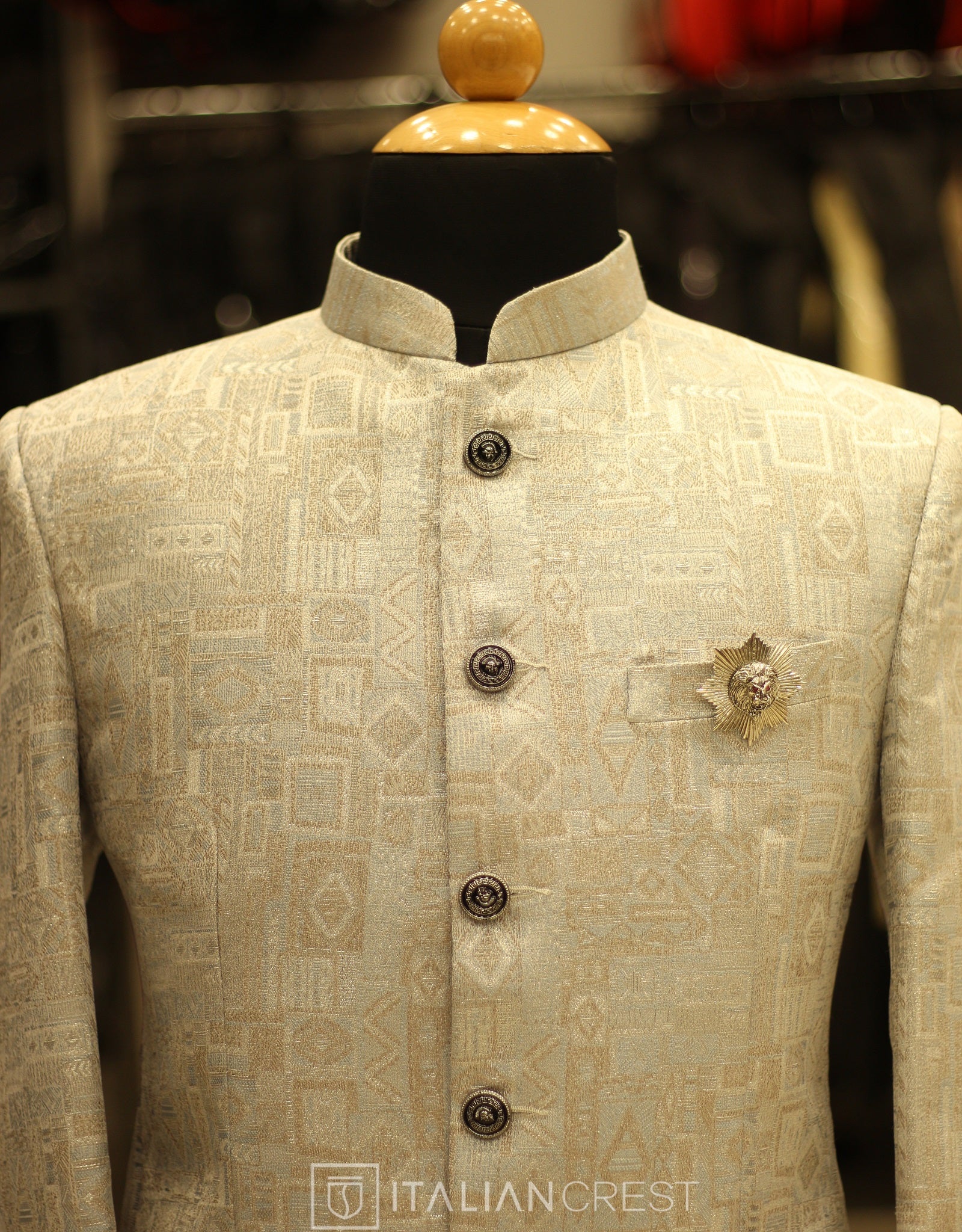 Silver Jacquard Jodhpuri Suit - Image 3