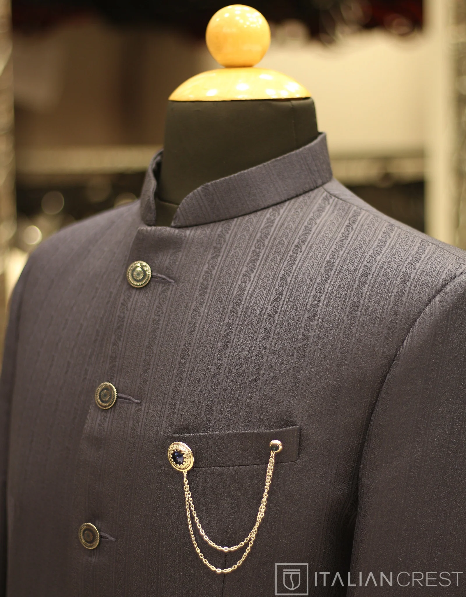 Blue Jacquard Jodhpuri Suit