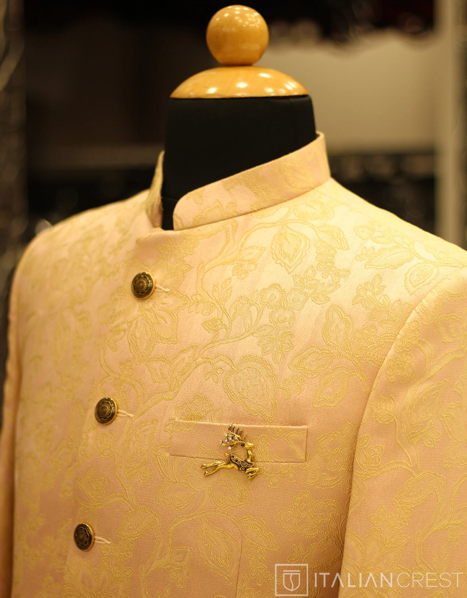 Pink Jacquard Jodhpuri Suit