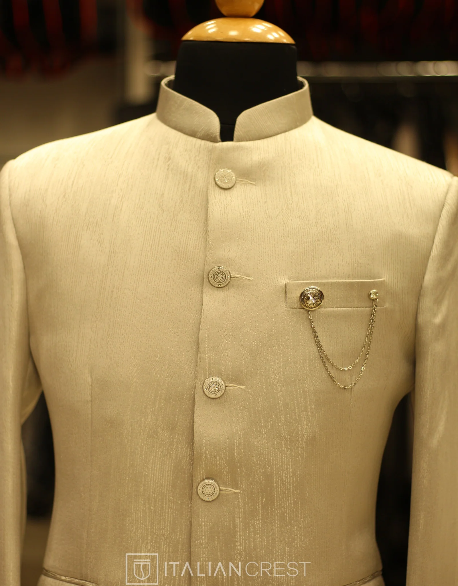 Silver Jacquard Jodhpuri Suit - Image 3