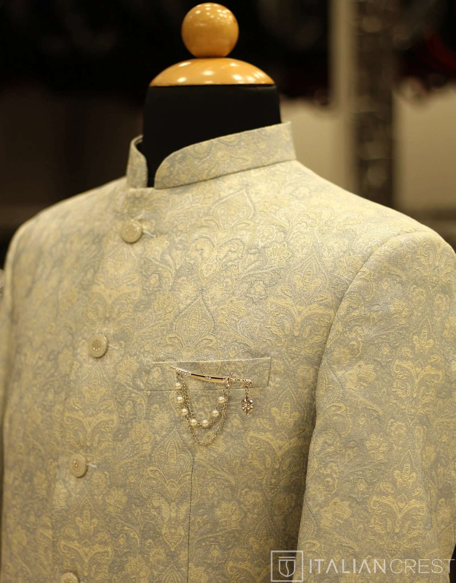 Light Blue Jacquard Jodhpuri Suit