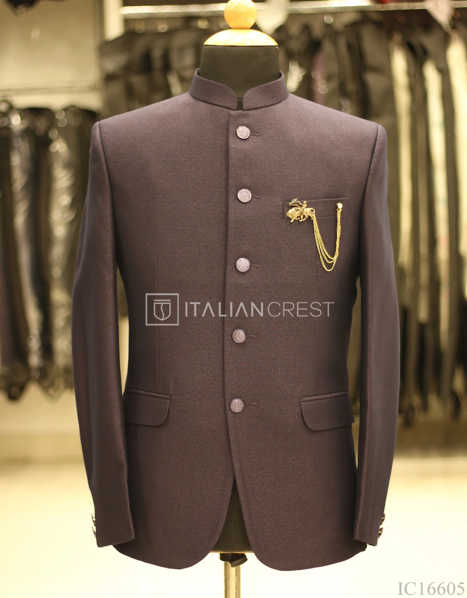 Dark Purple Jodhpuri Suit - Image 2