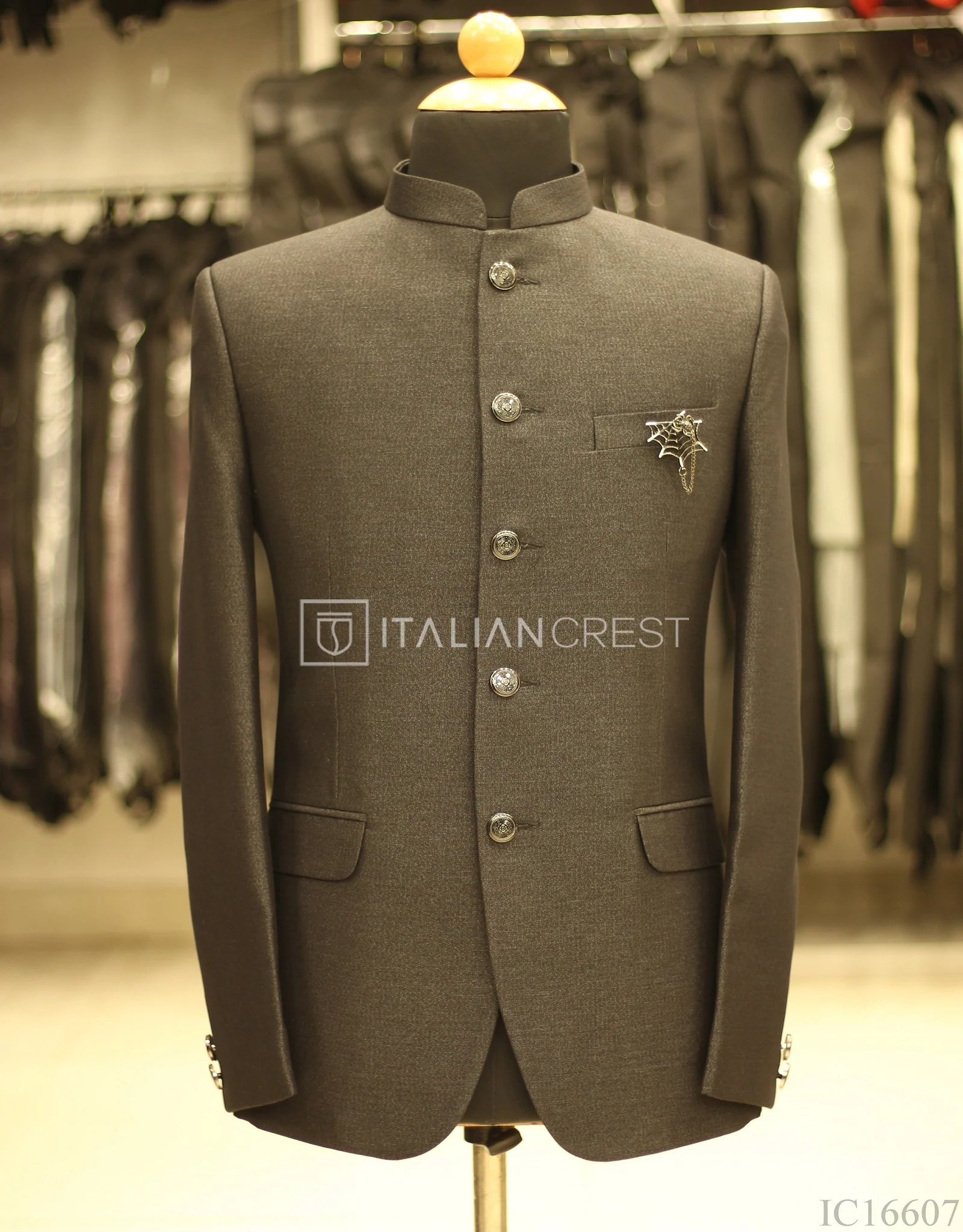 Dark Grey Jodhpuri Suit - Image 2