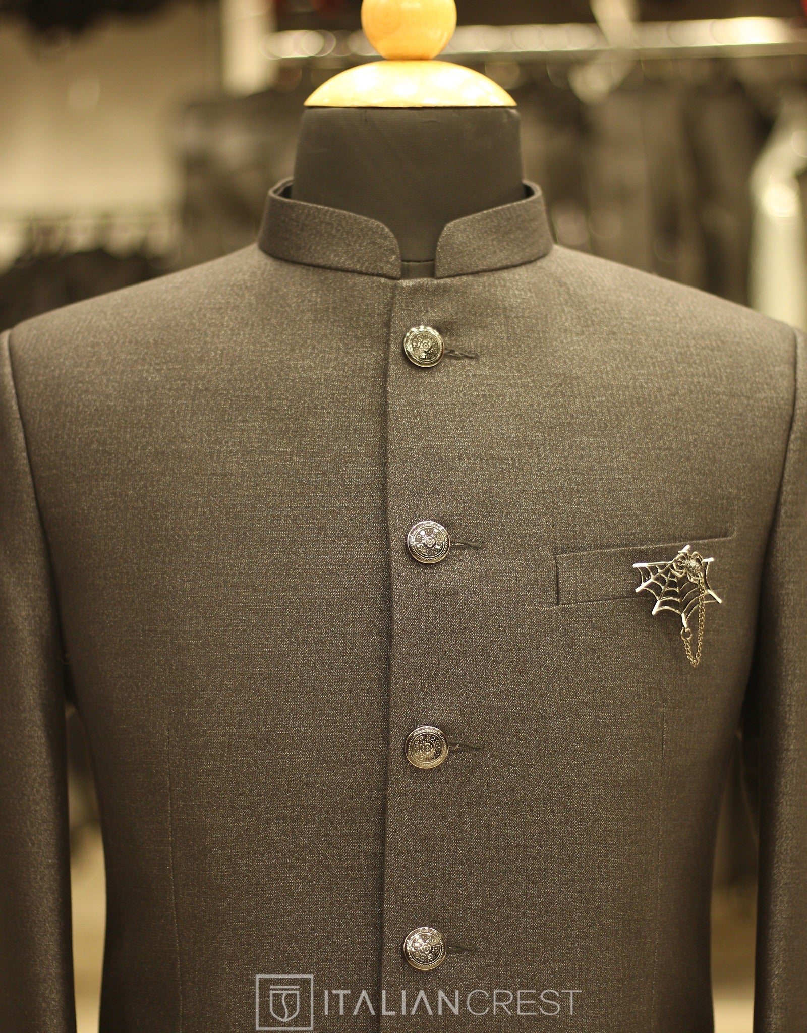 Dark Grey Jodhpuri Suit - Image 3