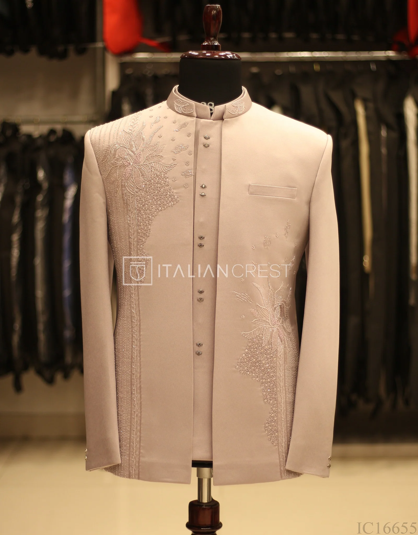 Light Purple Embroidery Work Jodhpuri Suit - Image 3