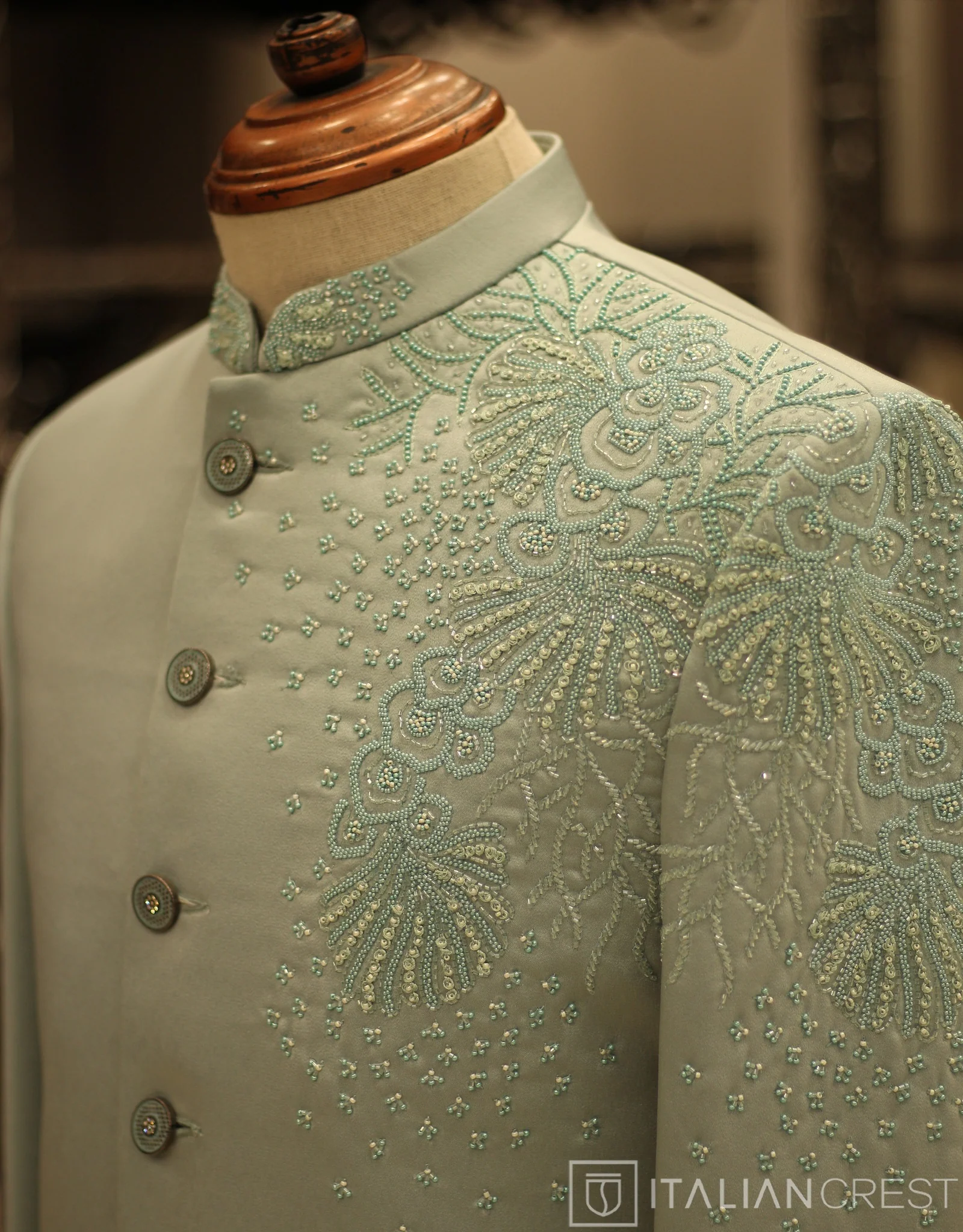 Light Green Embroidery Work Jodhpuri Suit - Image 2