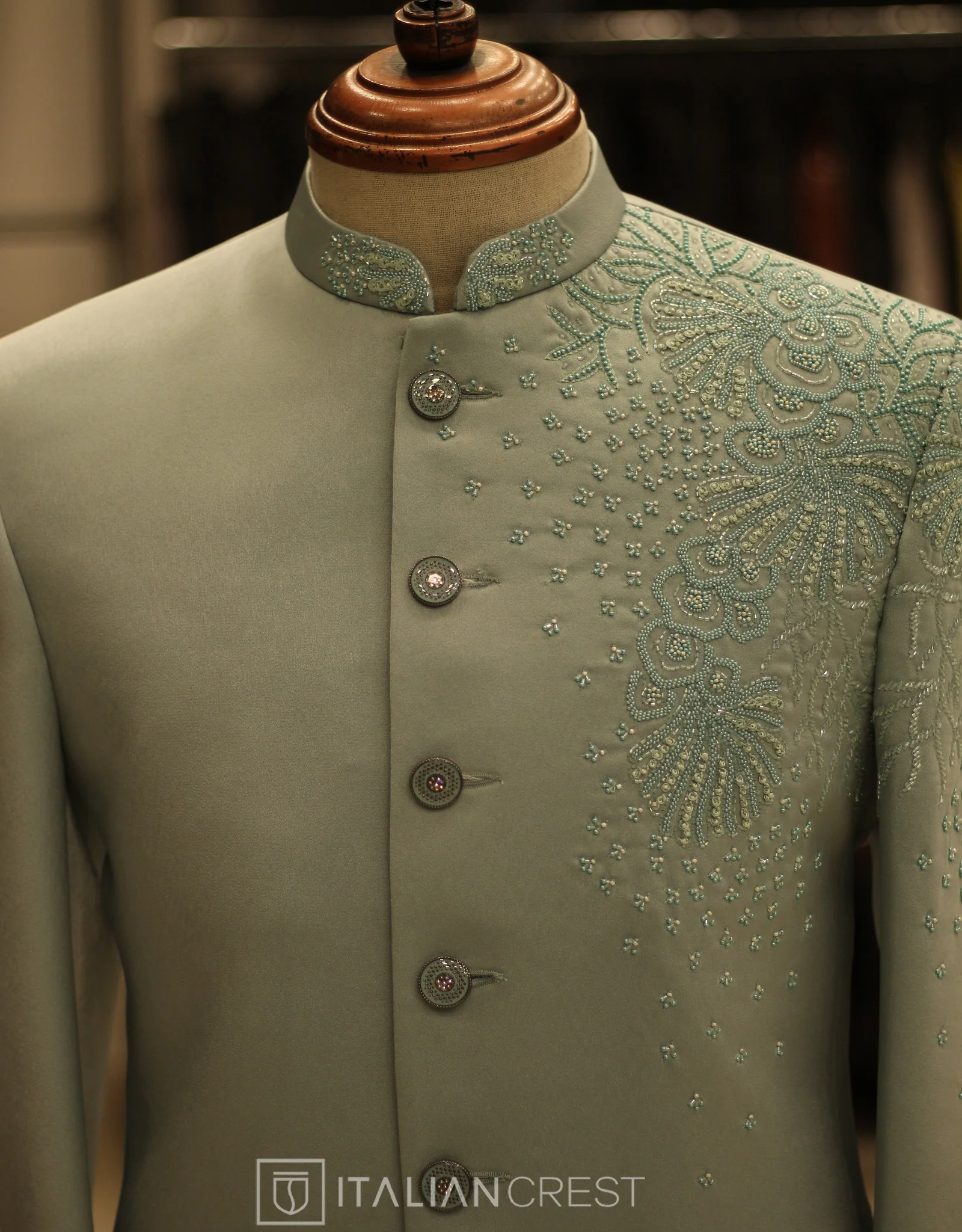 Light Green Embroidery Work Jodhpuri Suit - Image 5