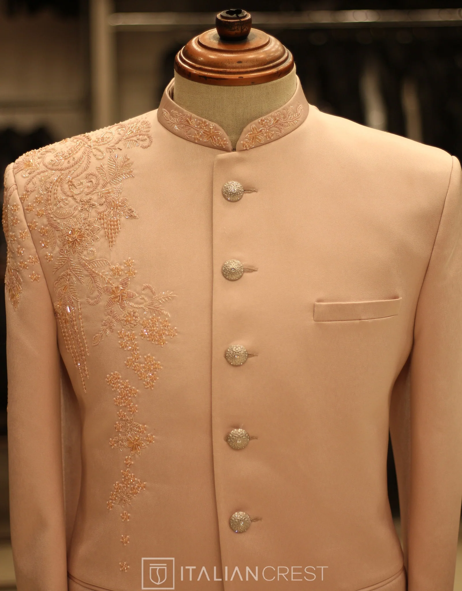 Pink Embroidery Work Jodhpuri Suit - Image 5