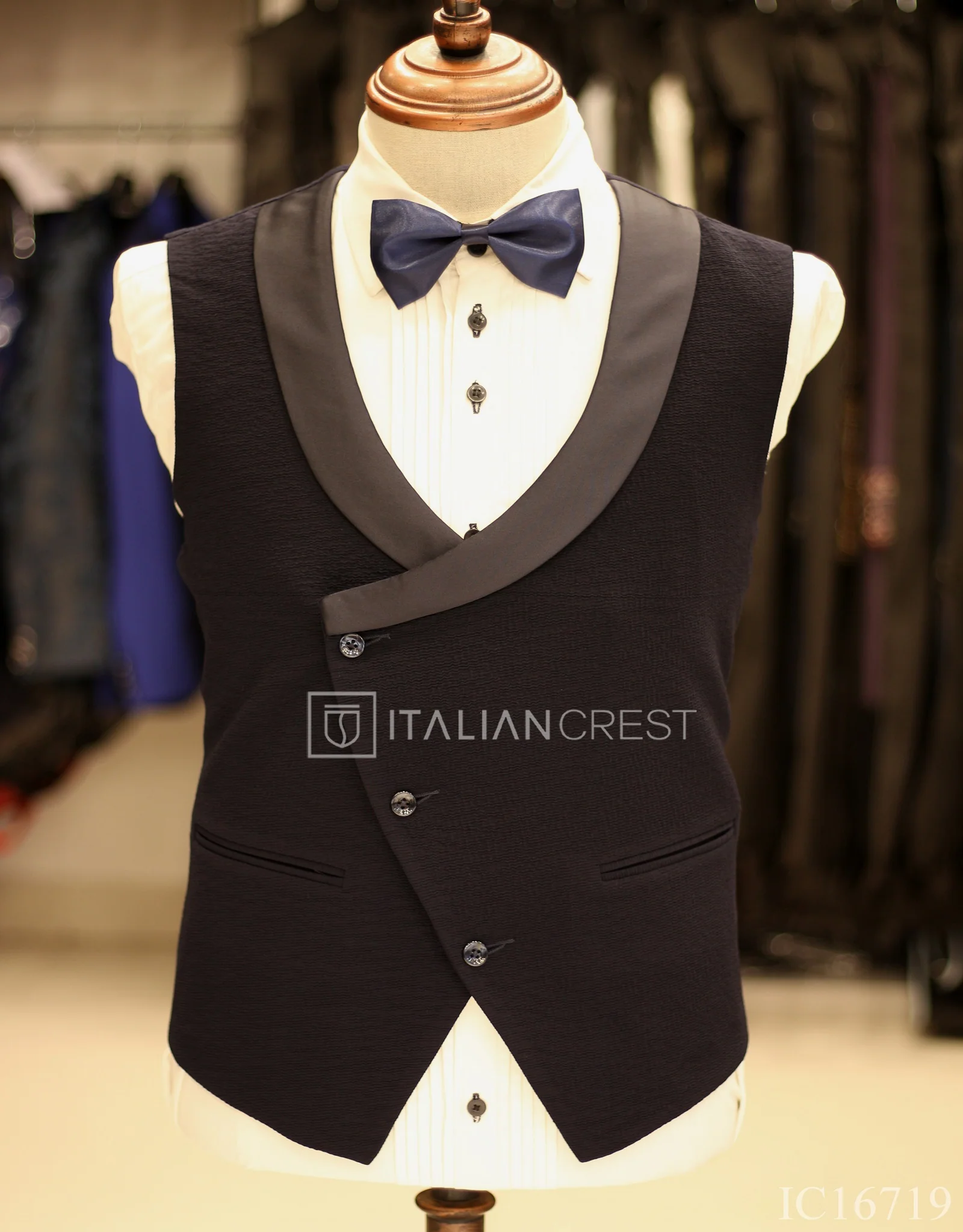 Navy Blue 3-Piece Tuxedo Suit - Image 2