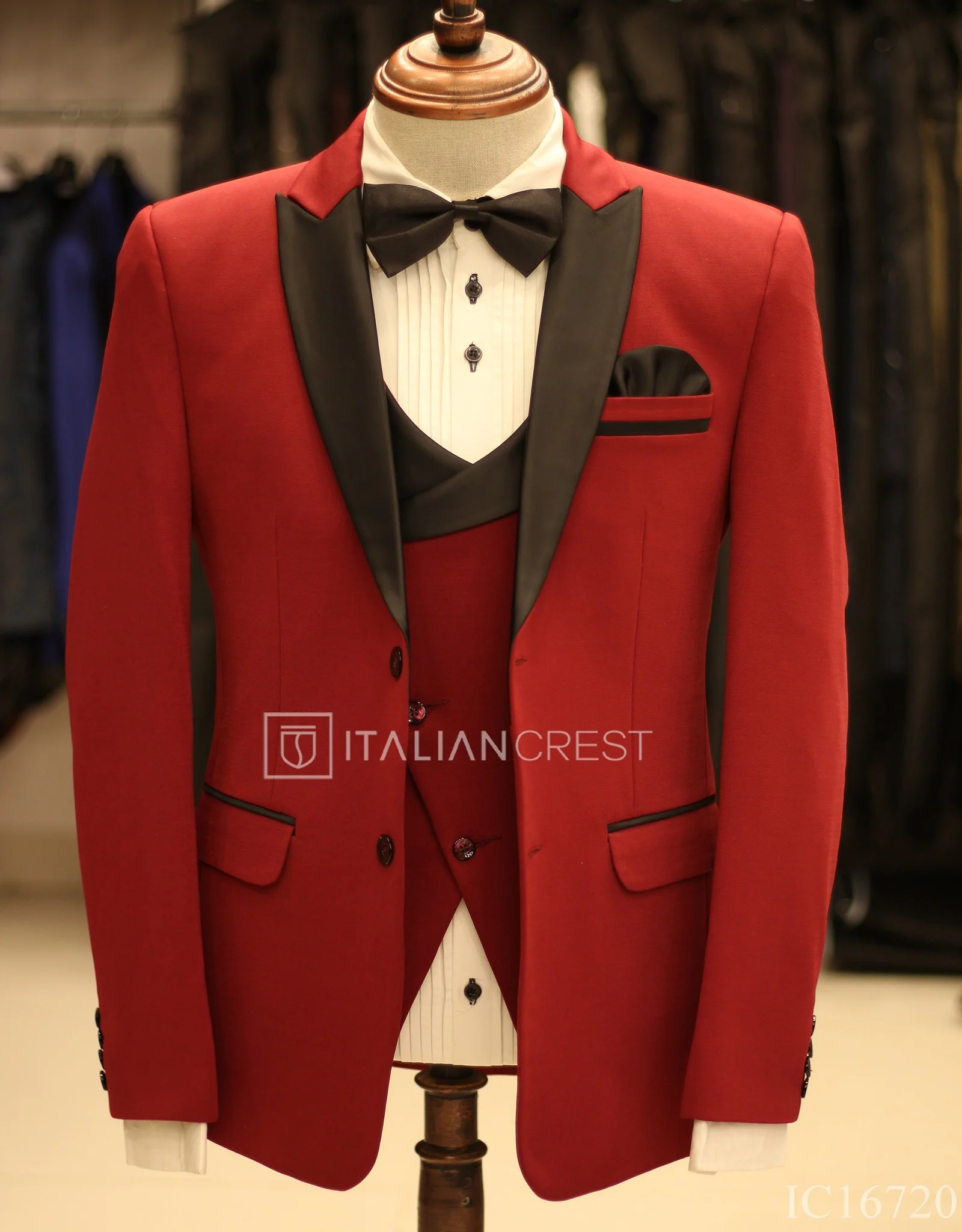 Maroon 3-Piece Tuxedo Suit - Image 3