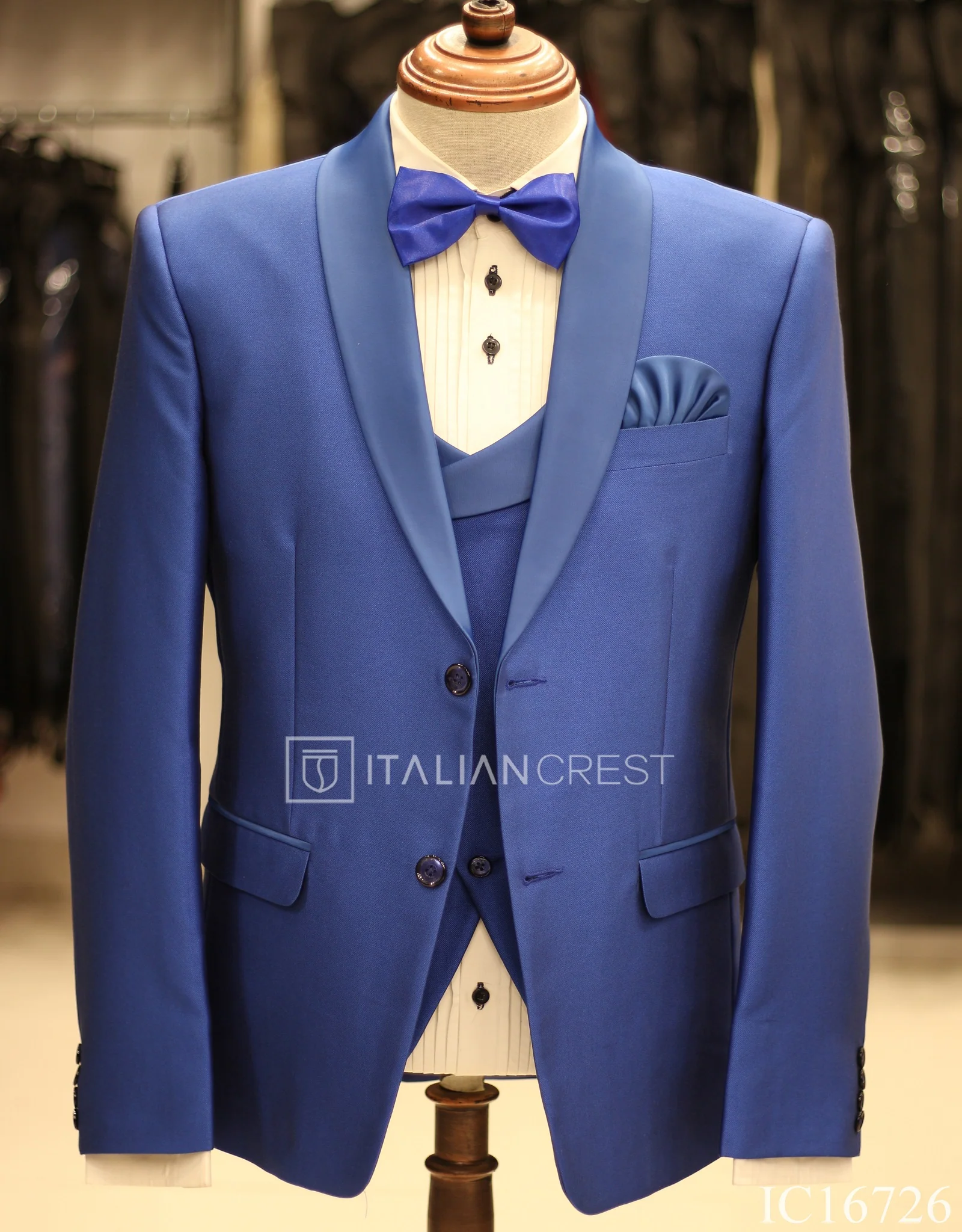 Royal Blue 3-Piece Tuxedo Suit - Image 3