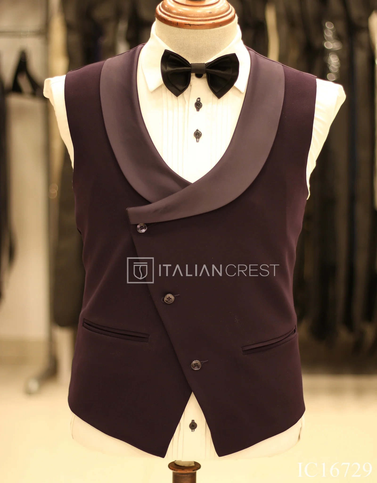 Dark Purple 3-Piece Tuxedo Suit - Image 2