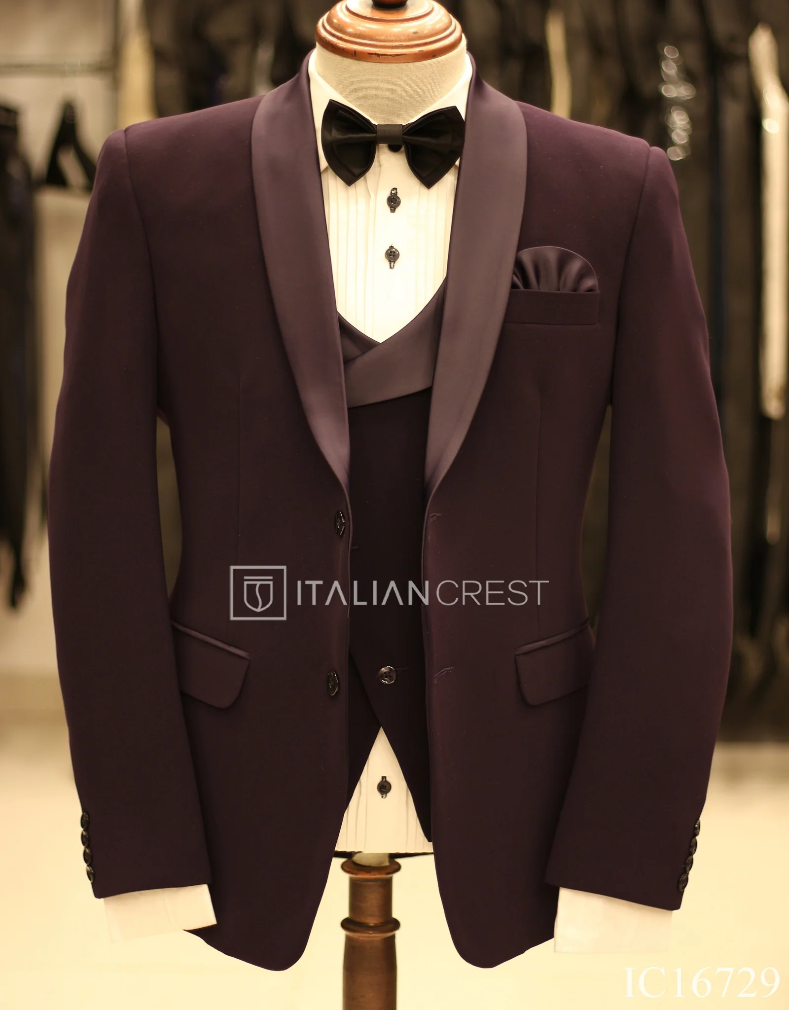Dark Purple 3-Piece Tuxedo Suit - Image 3