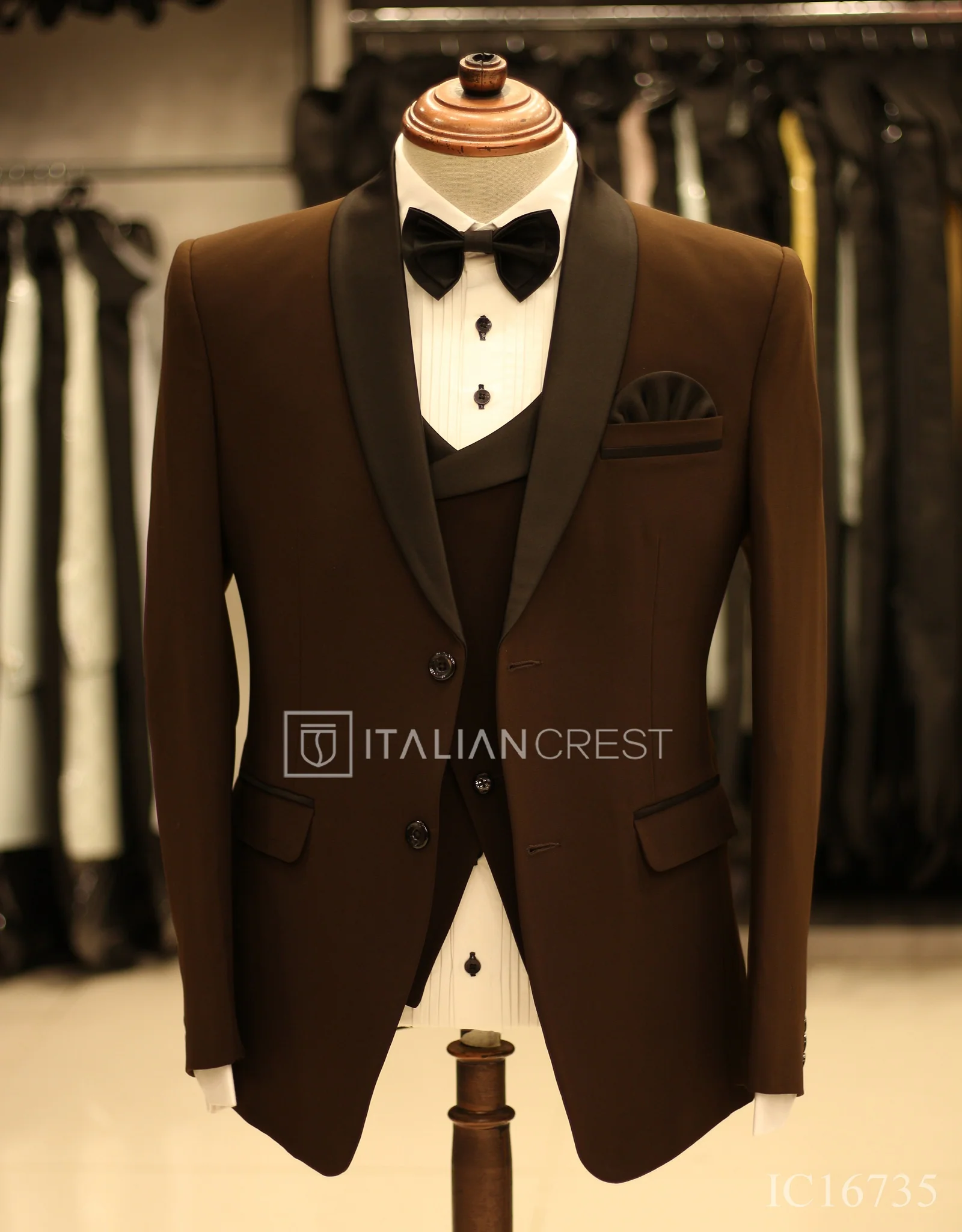 Dark Brown 3-Piece Tuxedo Suit - Image 2